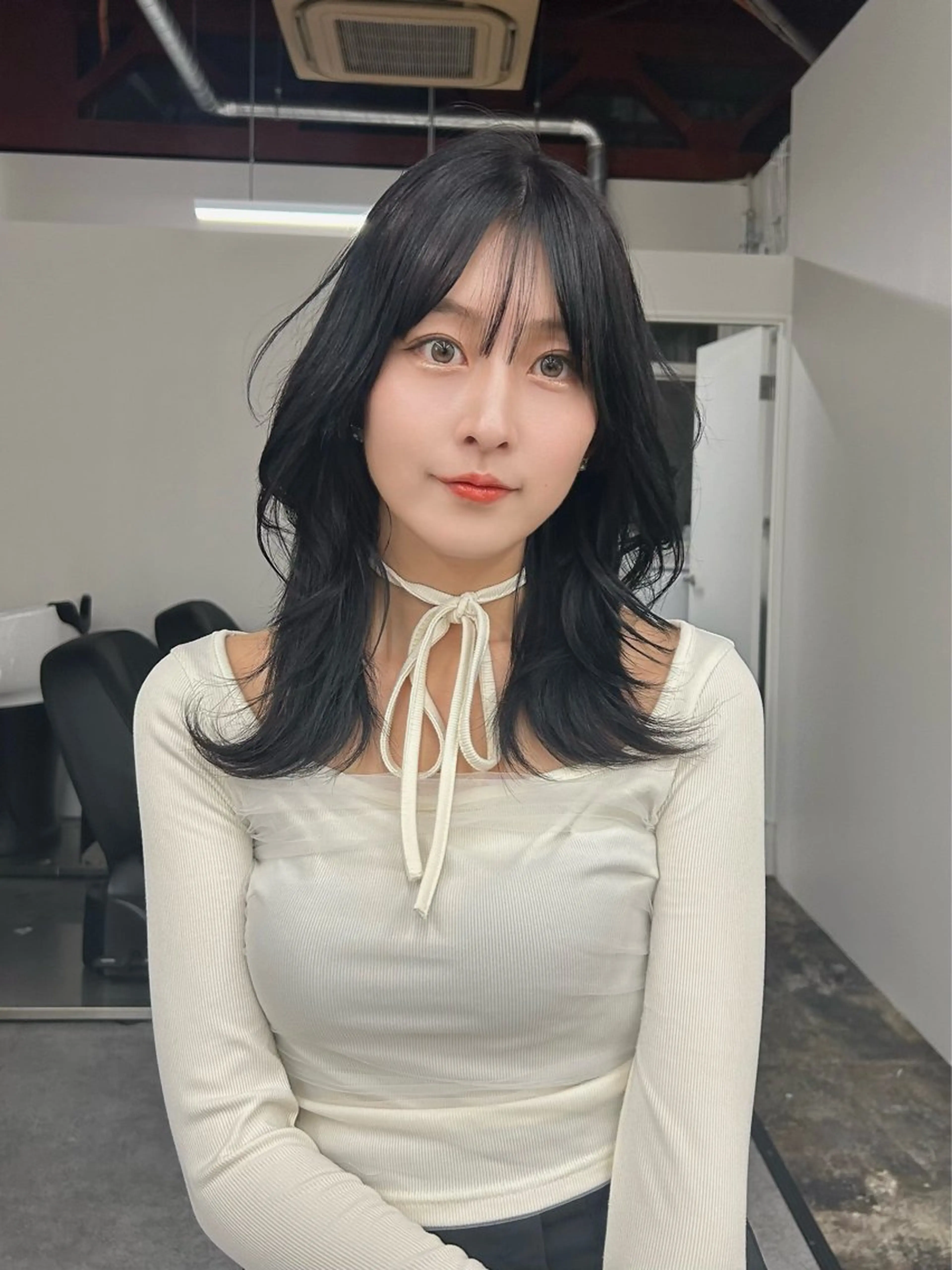 ミディアム レイヤーカット ワンホンヘア Lien by kiitos所属・韓国ヘア×レイヤー カット/上田丈也のヘアスタイル