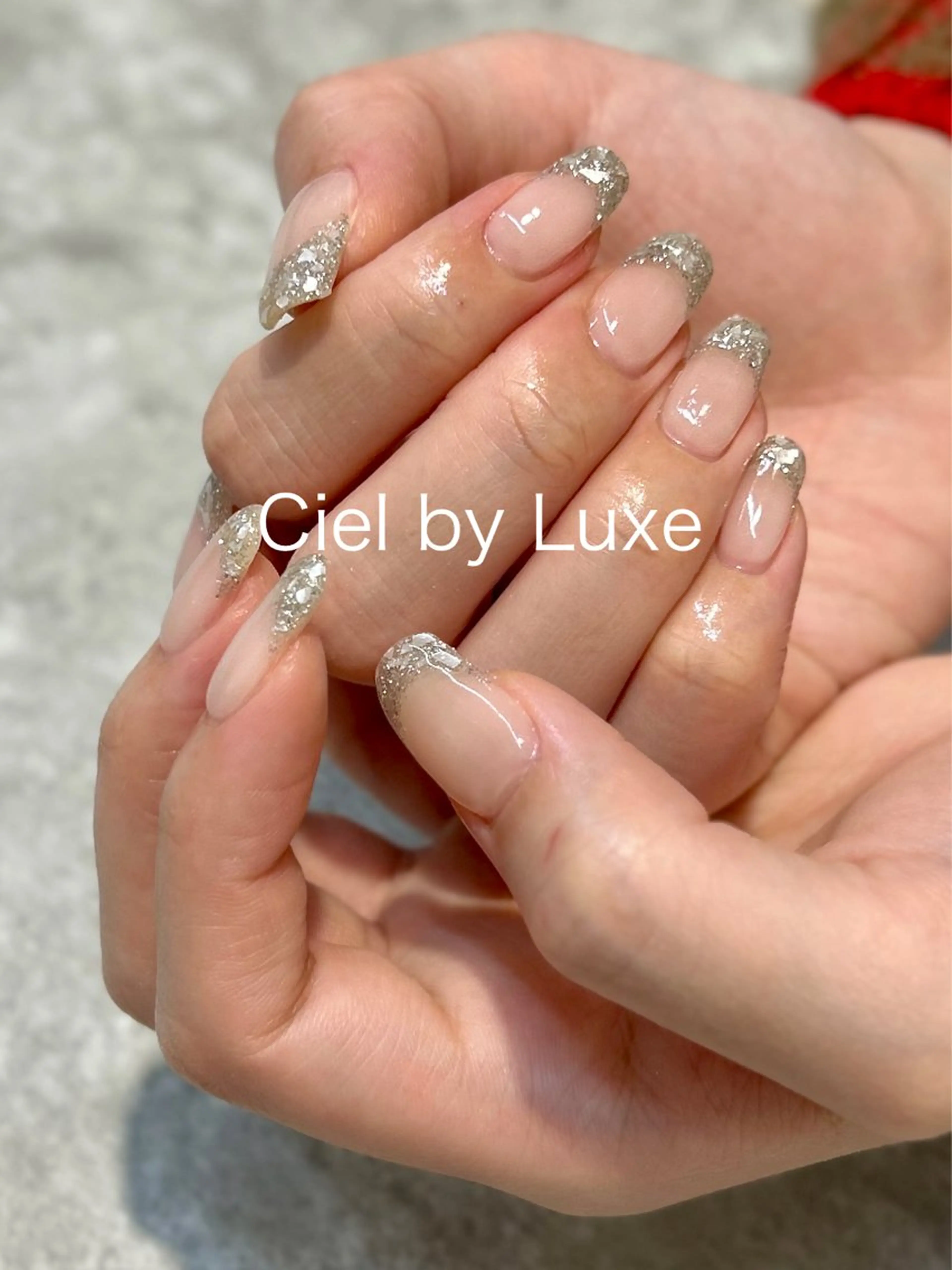 ネイル フレンチネイル ラメ(グリッター) CielbyLuxe manamiのネイルデザイン
