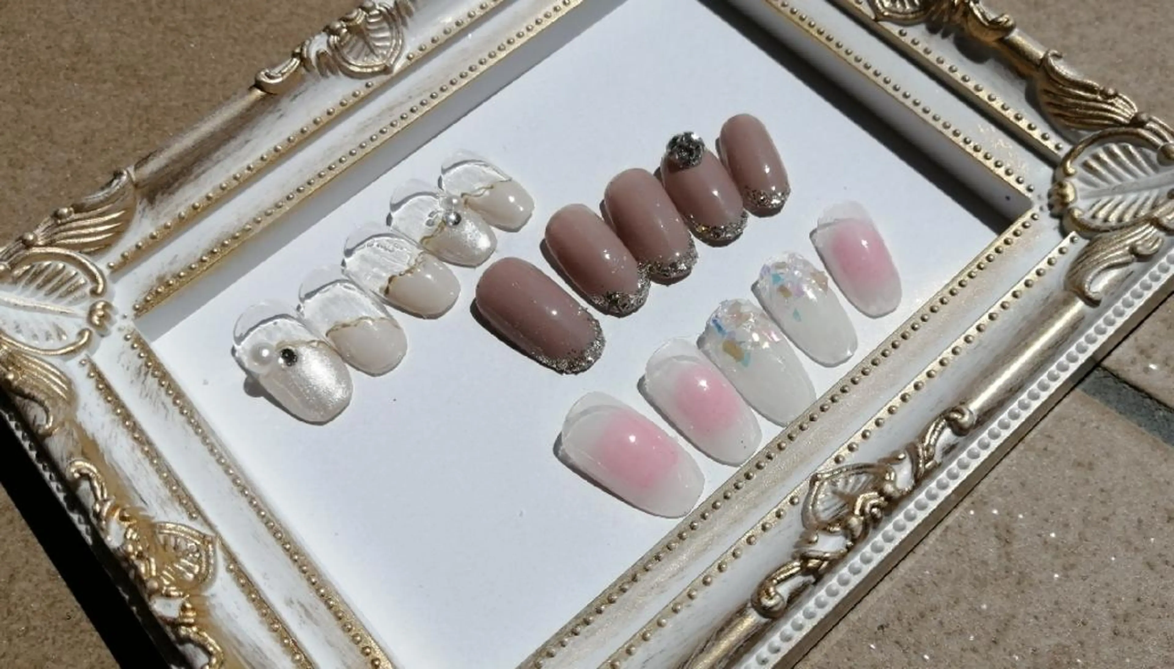 ネイル チークネイル フレンチネイル ガラスフレンチ ホワイト ハンドネイル Nail Salon macherieのネイルデザイン