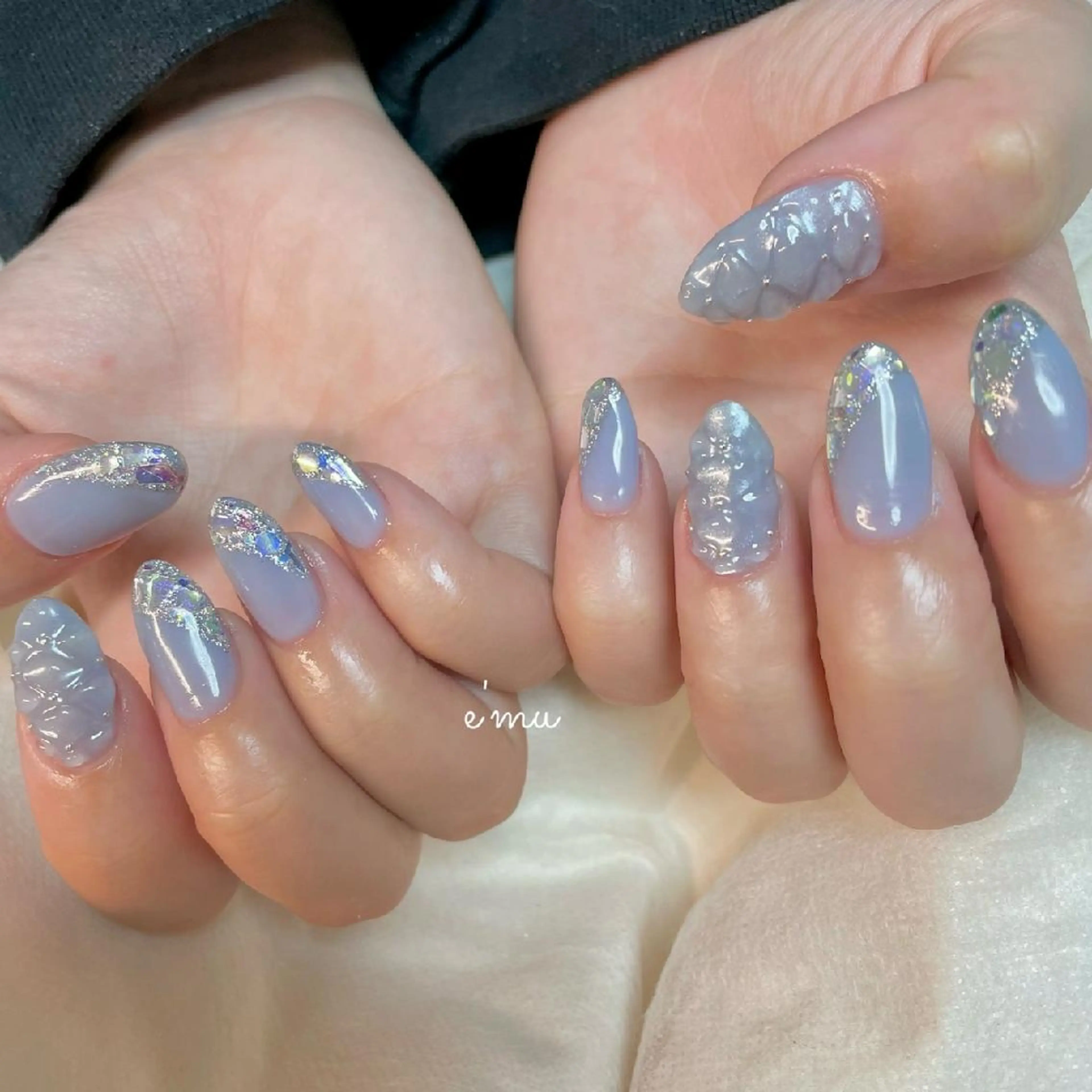 ネイル フレンチネイル ガラスフレンチ nail salon e'mu💐のネイルデザイン
