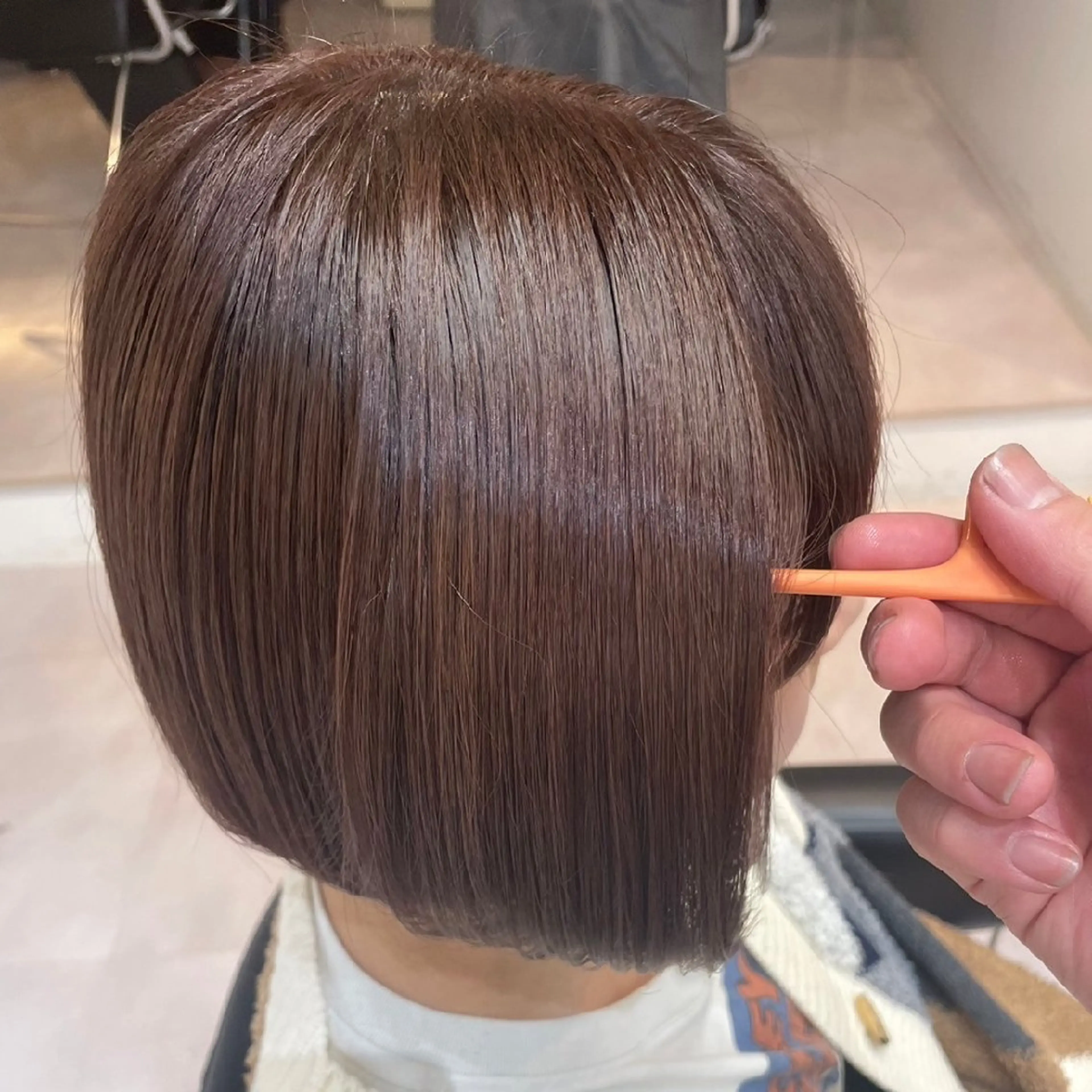 ミディアム カラー ボブ 髪質改善 トリートメント 🌙髪質改善カラー Momoka🦋のヘアスタイル