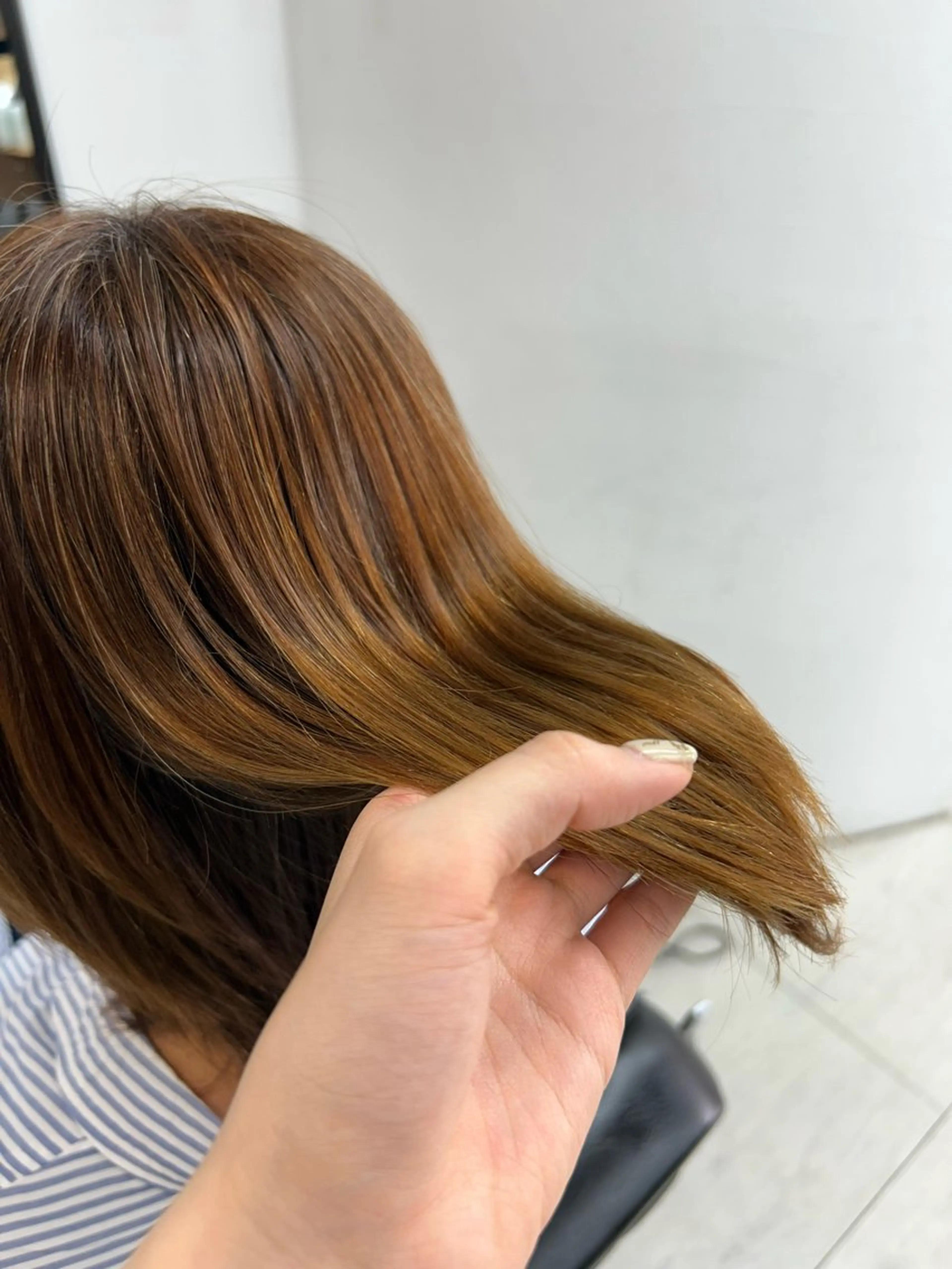 ミディアム 縮毛矯正 ダブルカラー/韓国 ヘア/さわのあかねのヘアスタイル