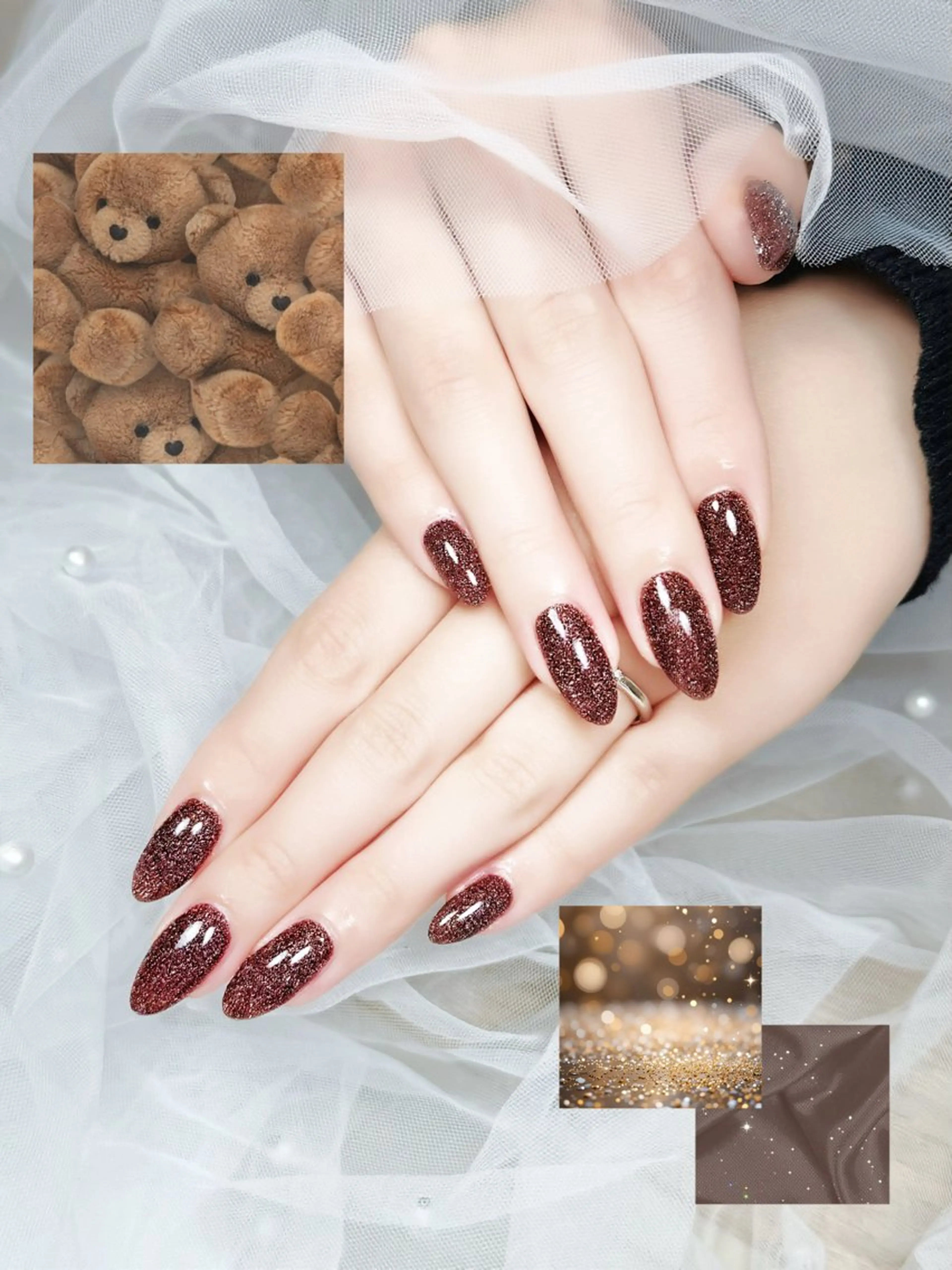 ネイル ブラウン フラッシュネイル フラッシュマグ マグネットネイル Haney所属・S. Hanaのネイルデザイン