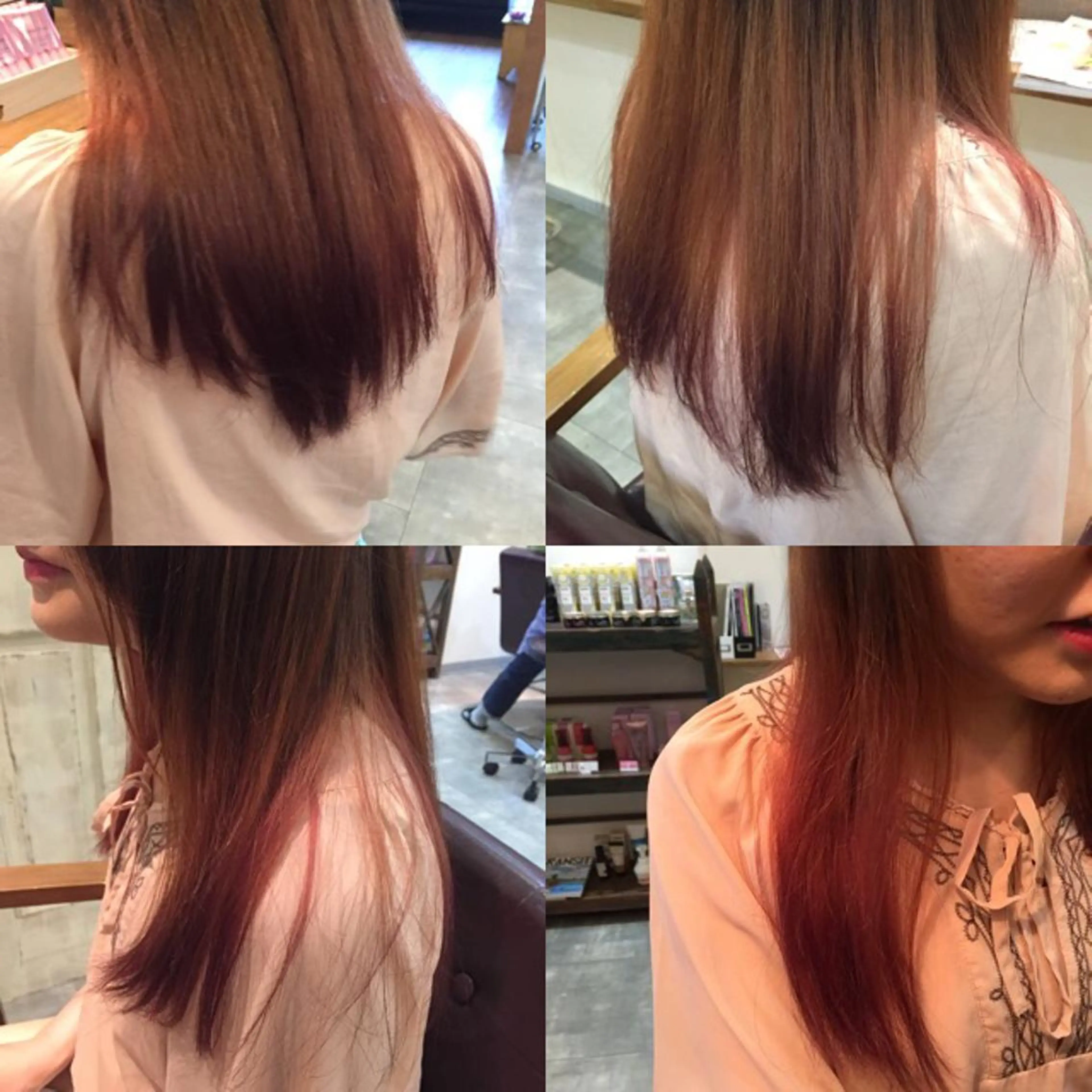 セミロング カラー ベージュカラー ピンクカラー ピンクベージュ 透明感/ 美髪矯正/田中恭のヘアスタイル