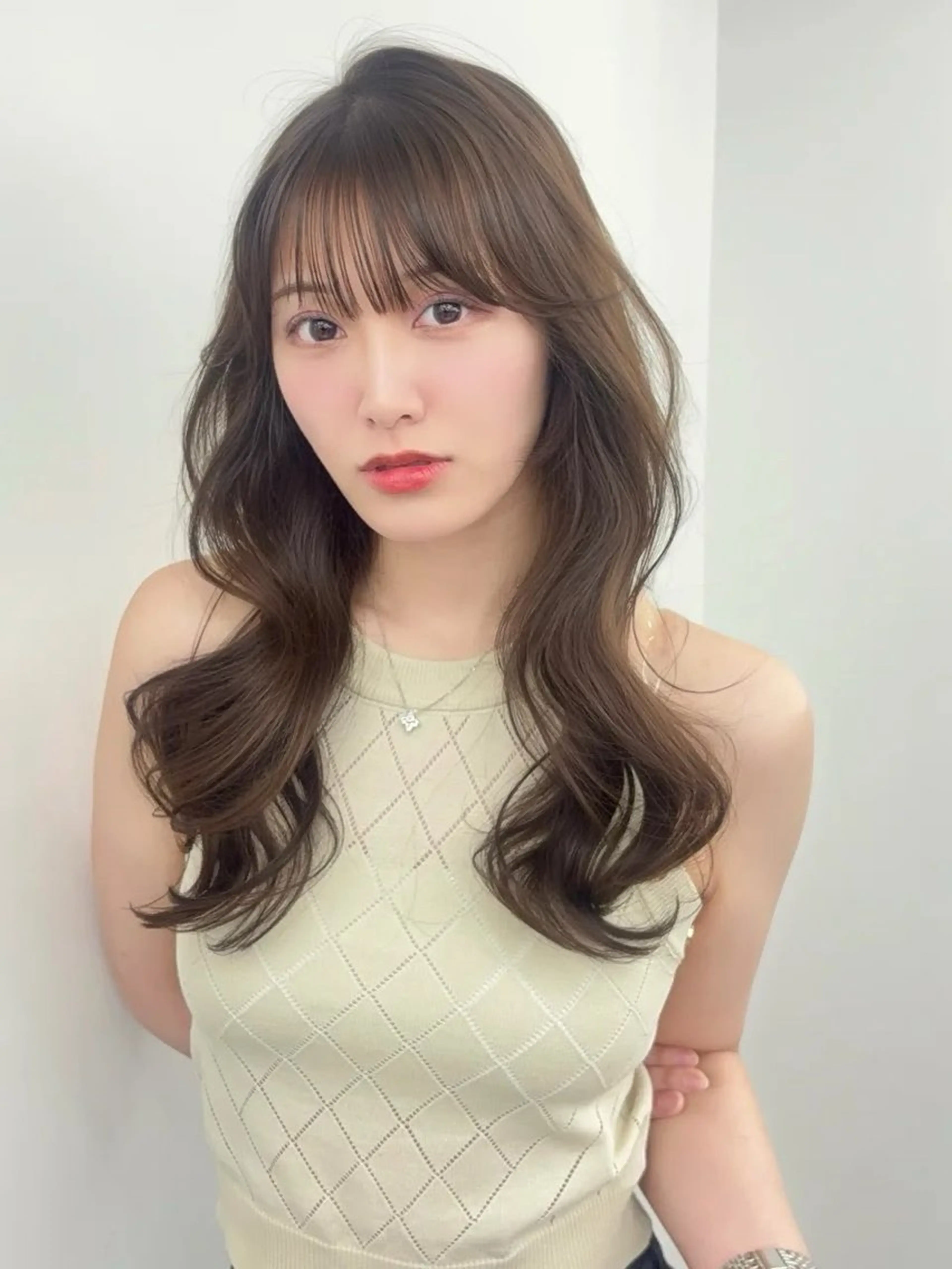 ロング カラー 小顔カット カット ヘアカラー トリートメント 韓国ヘア/レイヤー/ 顔まわり足立遥奈のヘアスタイル