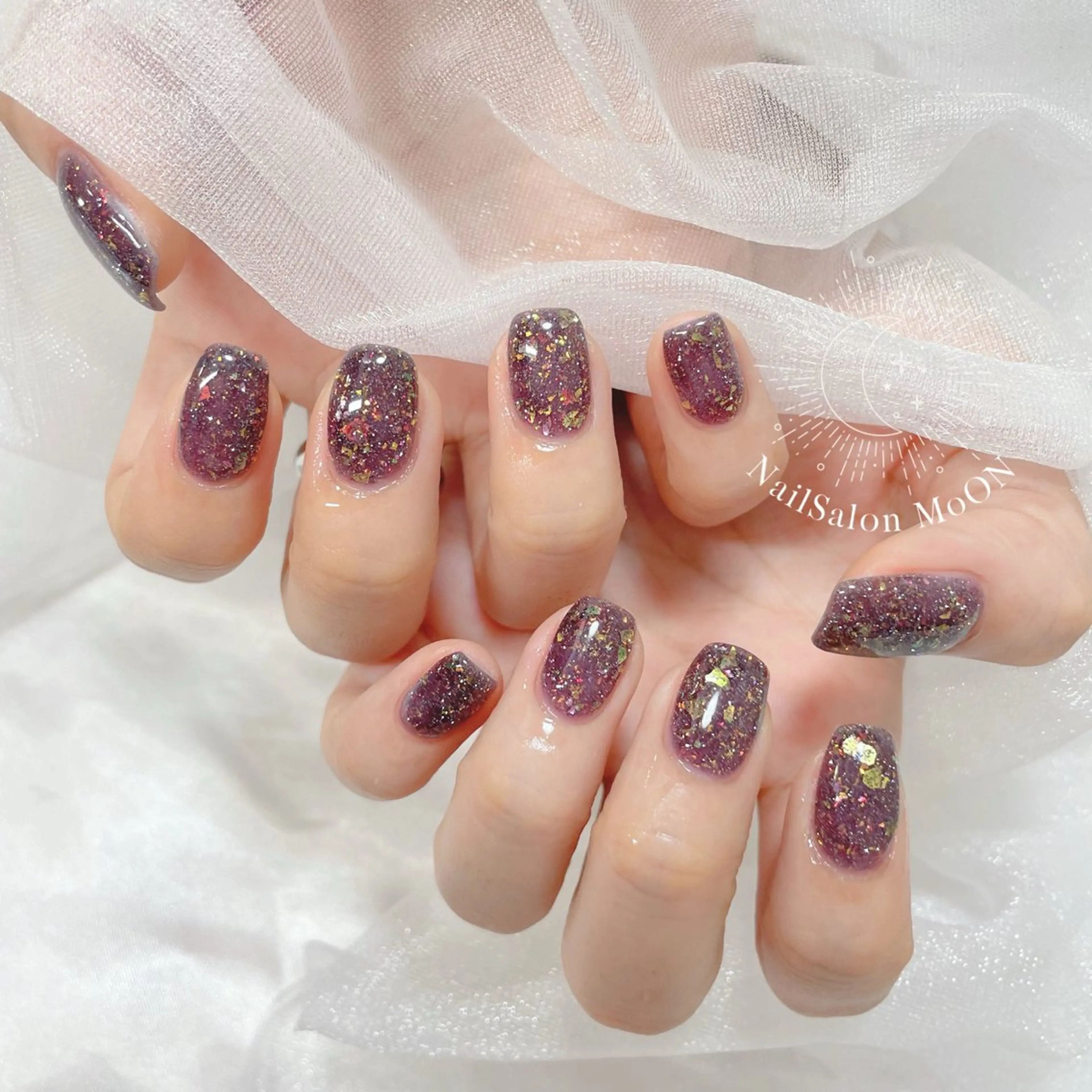ネイル フラッシュネイル ラメ(グリッター) ハンドネイル ハンドケア MoON...❤︎ MeGuのネイルデザイン