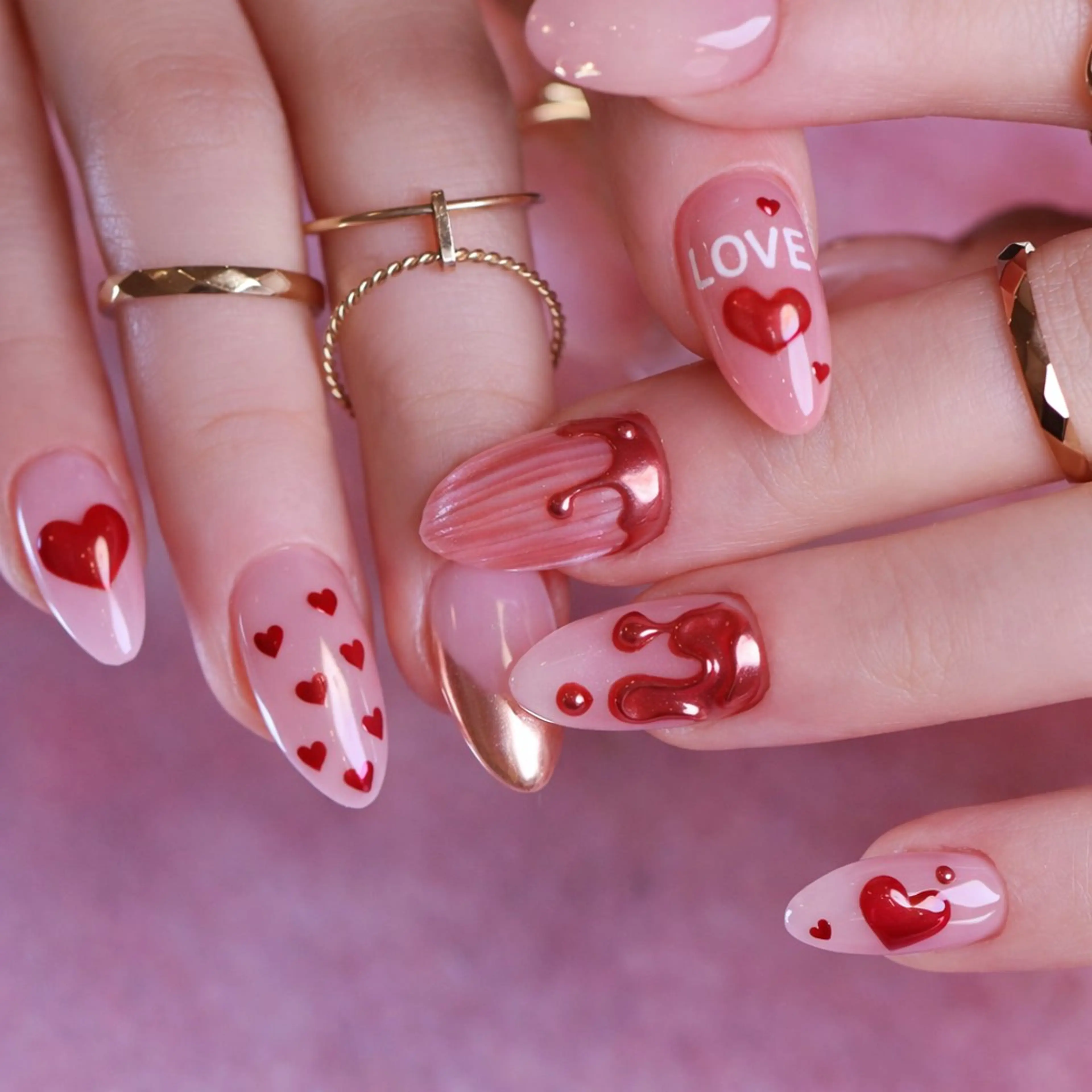 ネイル バレンタイン ハンドネイル Roger 舞のネイルデザイン