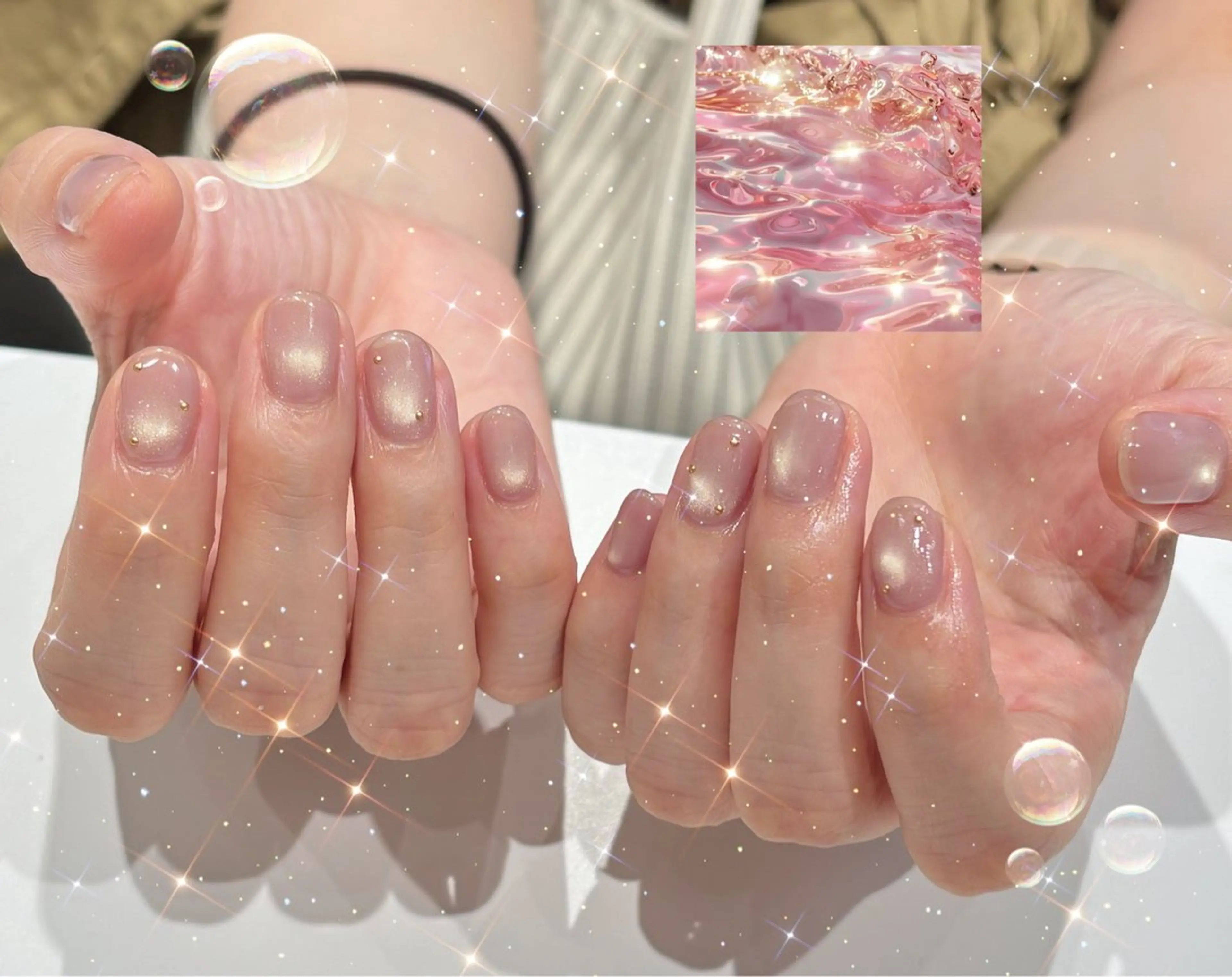 ネイル ゴールド マグネットネイル ハンドネイル SAKURA ʚ🎀ɞのネイルデザイン