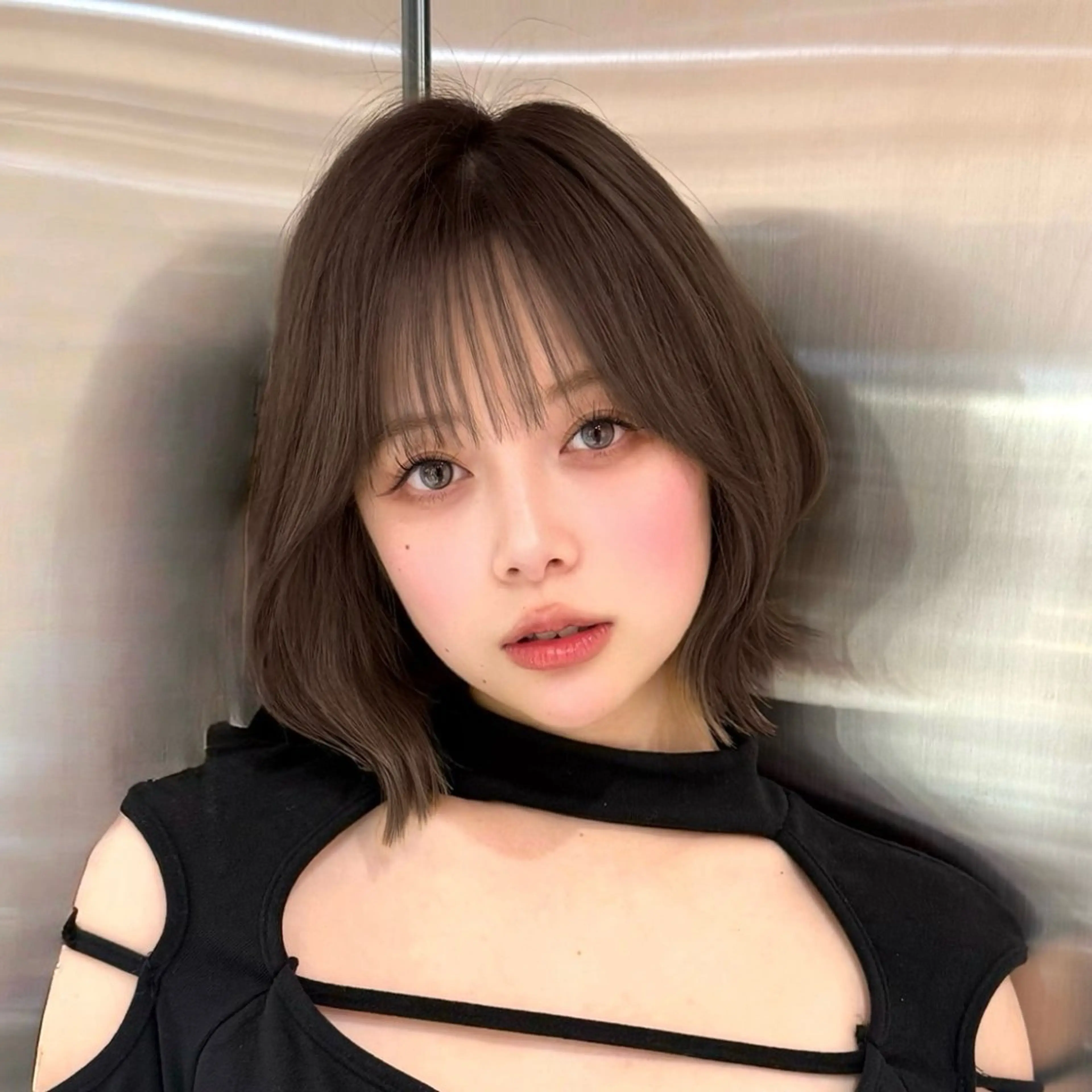 ミディアム カラー ヘアアレンジ ボブレイヤー 透明感カラー ボブ 韓国風ヘア レイヤーカット 韓国ボブ/髪質改善 /新宿/Rumiのヘアスタイル