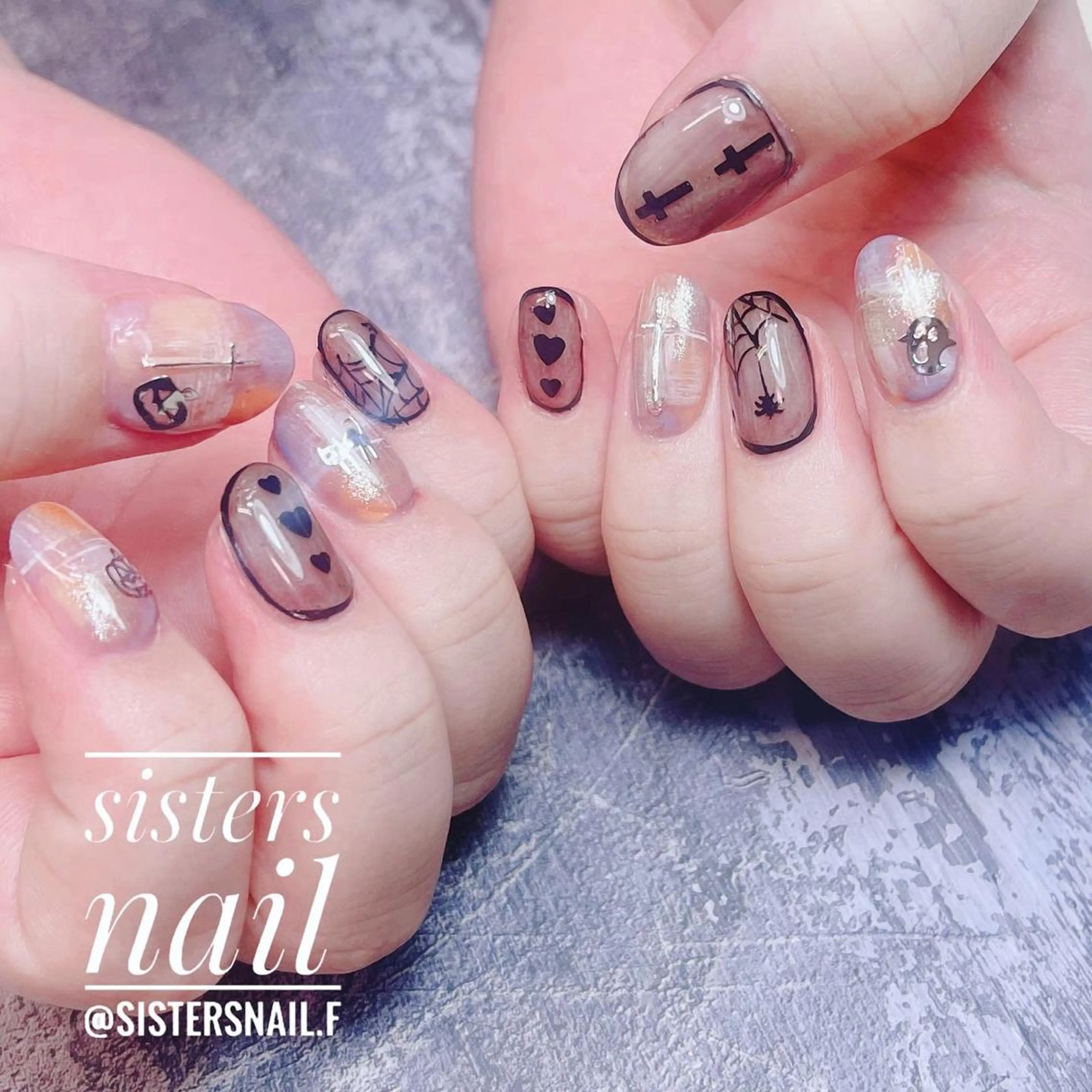 ネイル アートネイル ハロウィン sisters nail.fのネイルデザイン