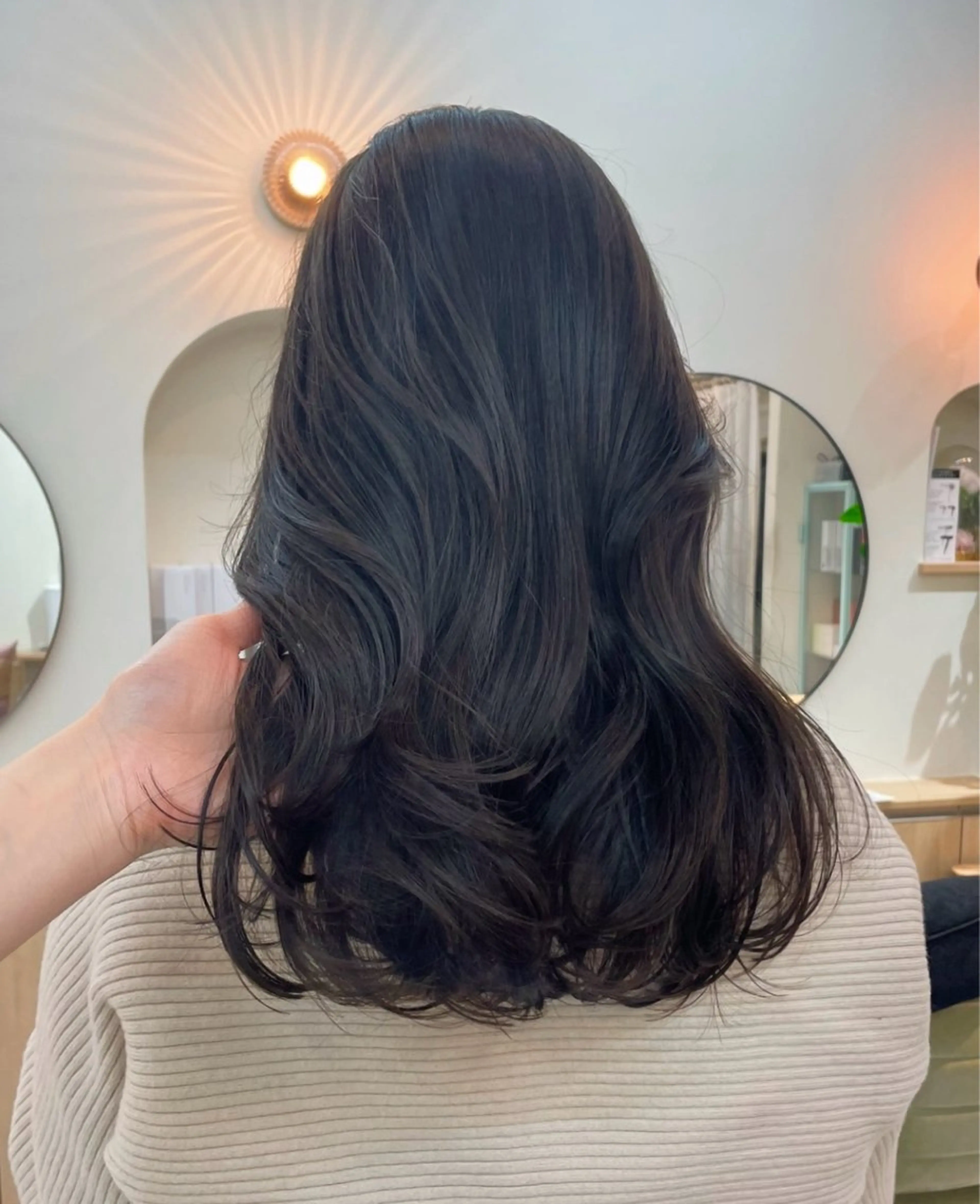 セミロング カラー カット ヘアカラー 韓国レイヤー　船橋 徒歩5分/小川友美のヘアスタイル