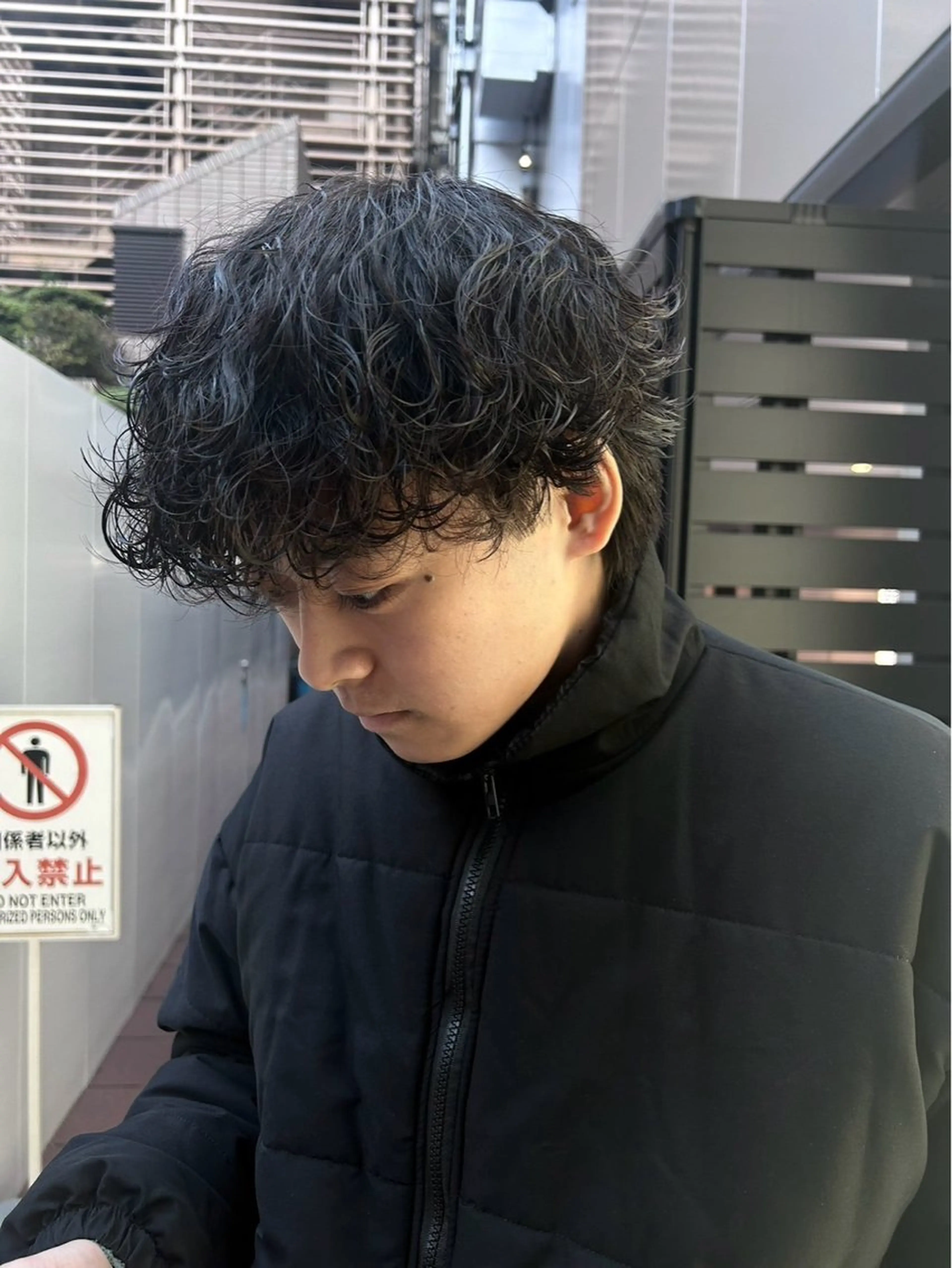 パーマ メンズ メンズパーマ 波巻きパーマ カット パーマ ヘアセット 💋ホワイトメッシュ /パーマ/メンズ💋のヘアスタイル