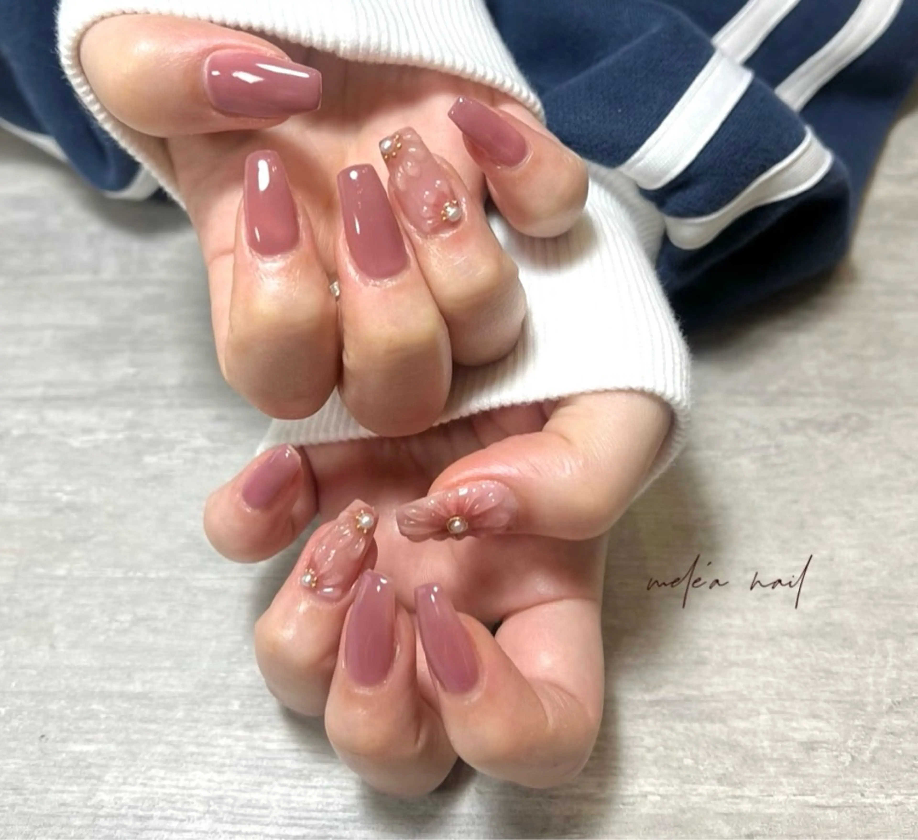 ネイル フラワーネイル ぷっくりネイル ハンドネイル miho meléanailのネイルデザイン