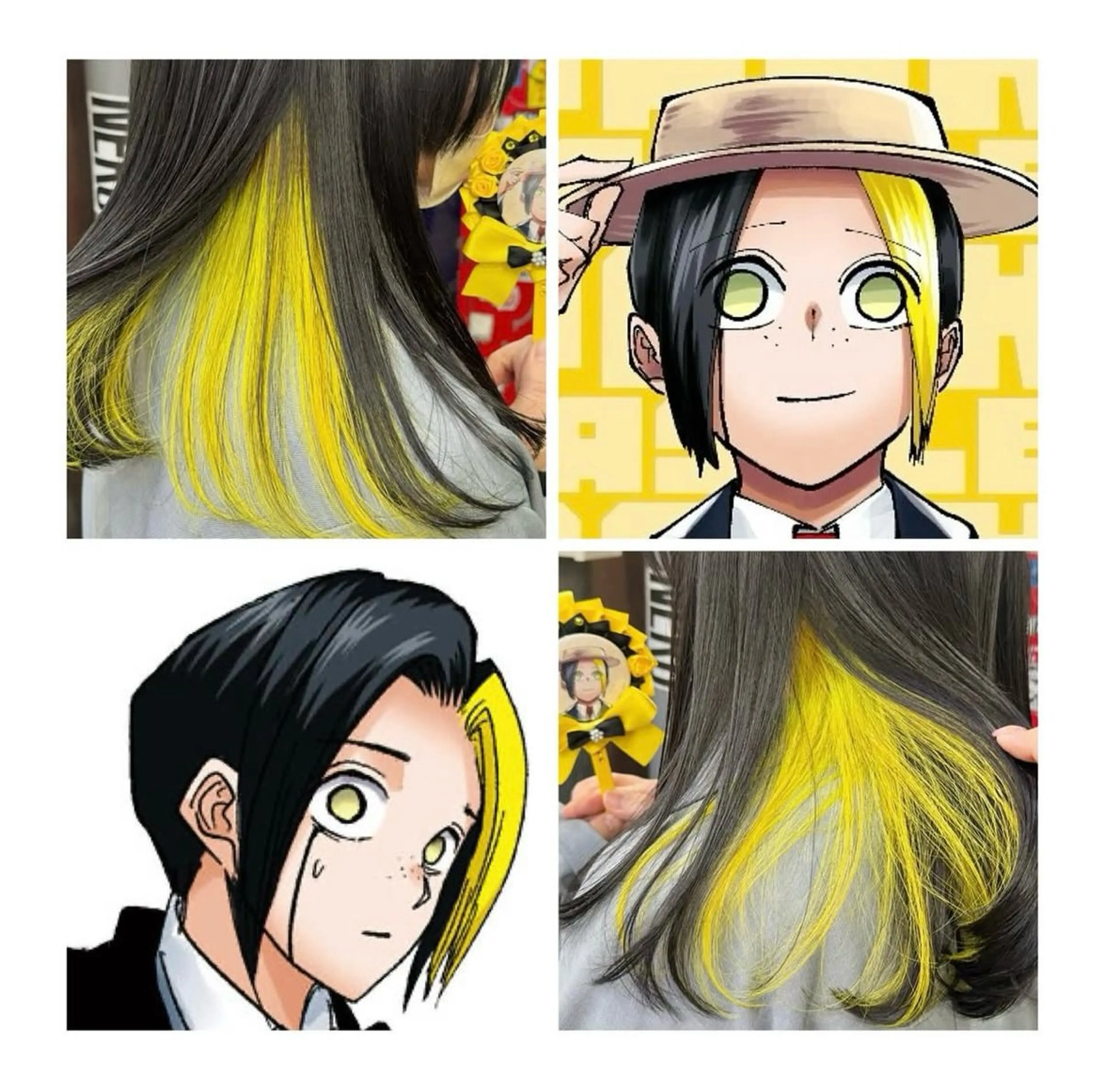 ショート カラー 黒髪 イエローカラー ヘアカラー GARU-ガル-所属・TSUNO🦖 派手髪/オタク美容師のヘアスタイル