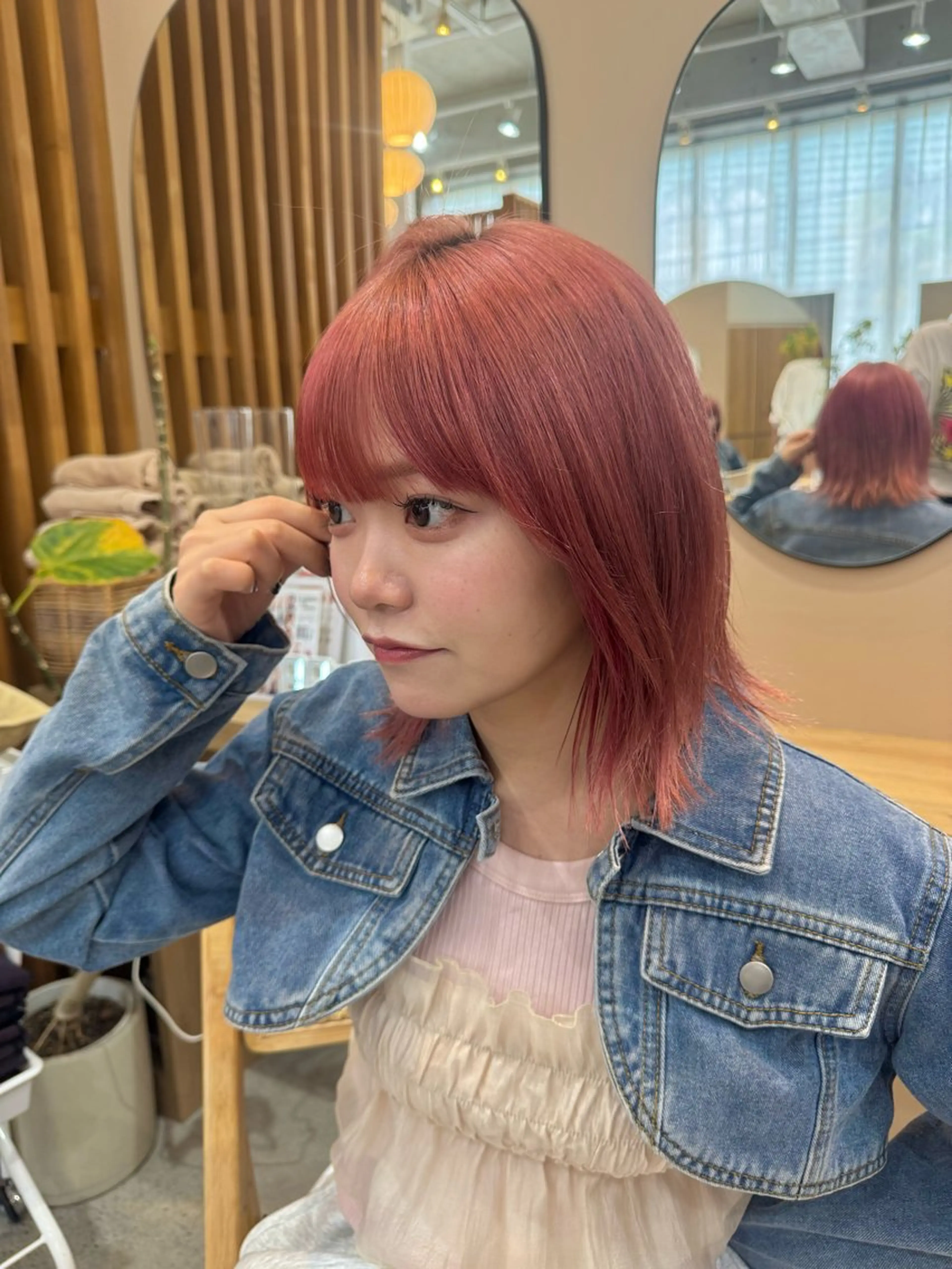 セミロング カラー ヘアカラー 🫧髪質改善/Wカラ ー 暖色 🌸桜🌸のヘアスタイル