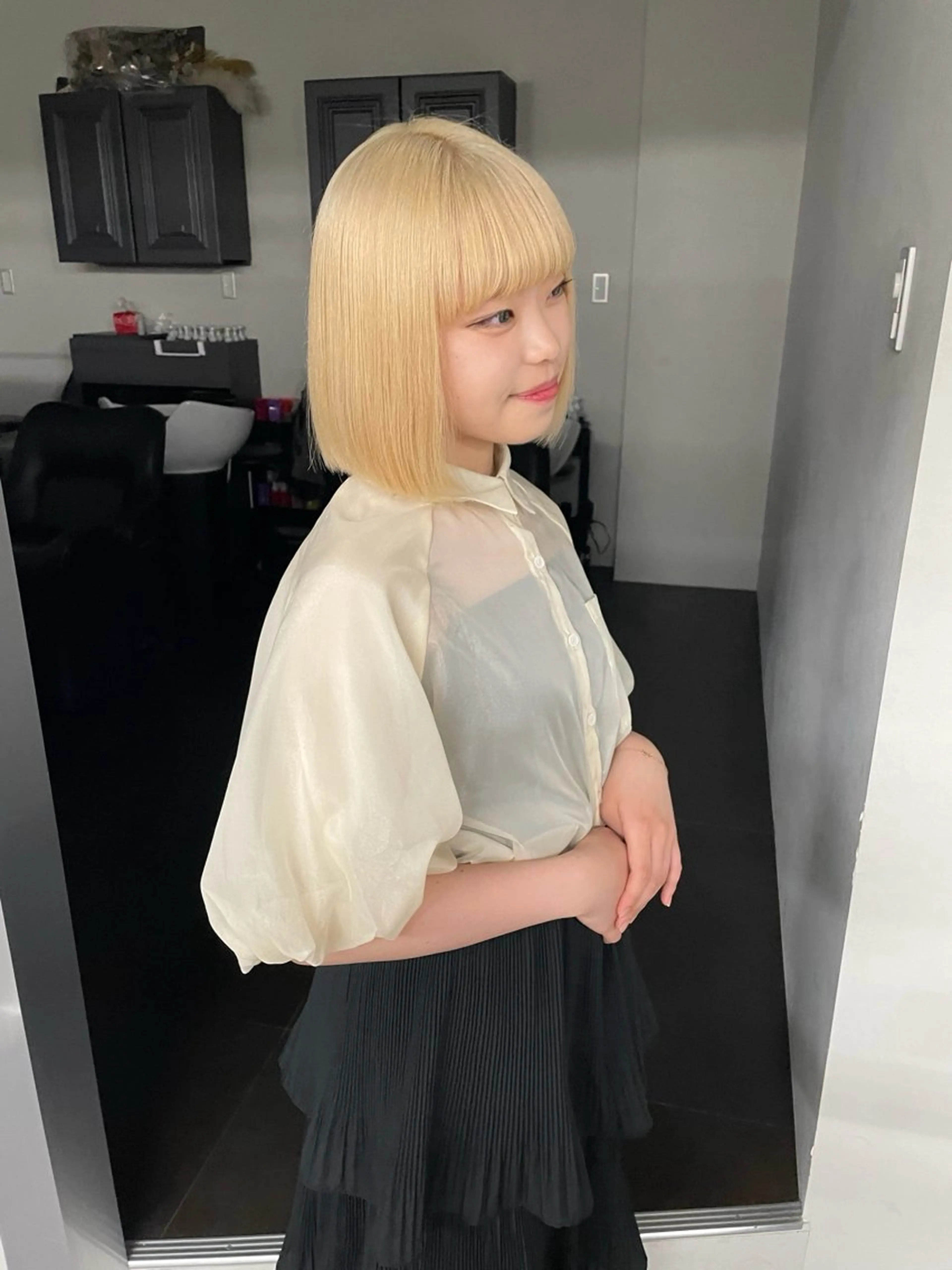 ショート ボブ 似合わせカット ブリーチ/ベージュ 💕/momoaのヘアスタイル