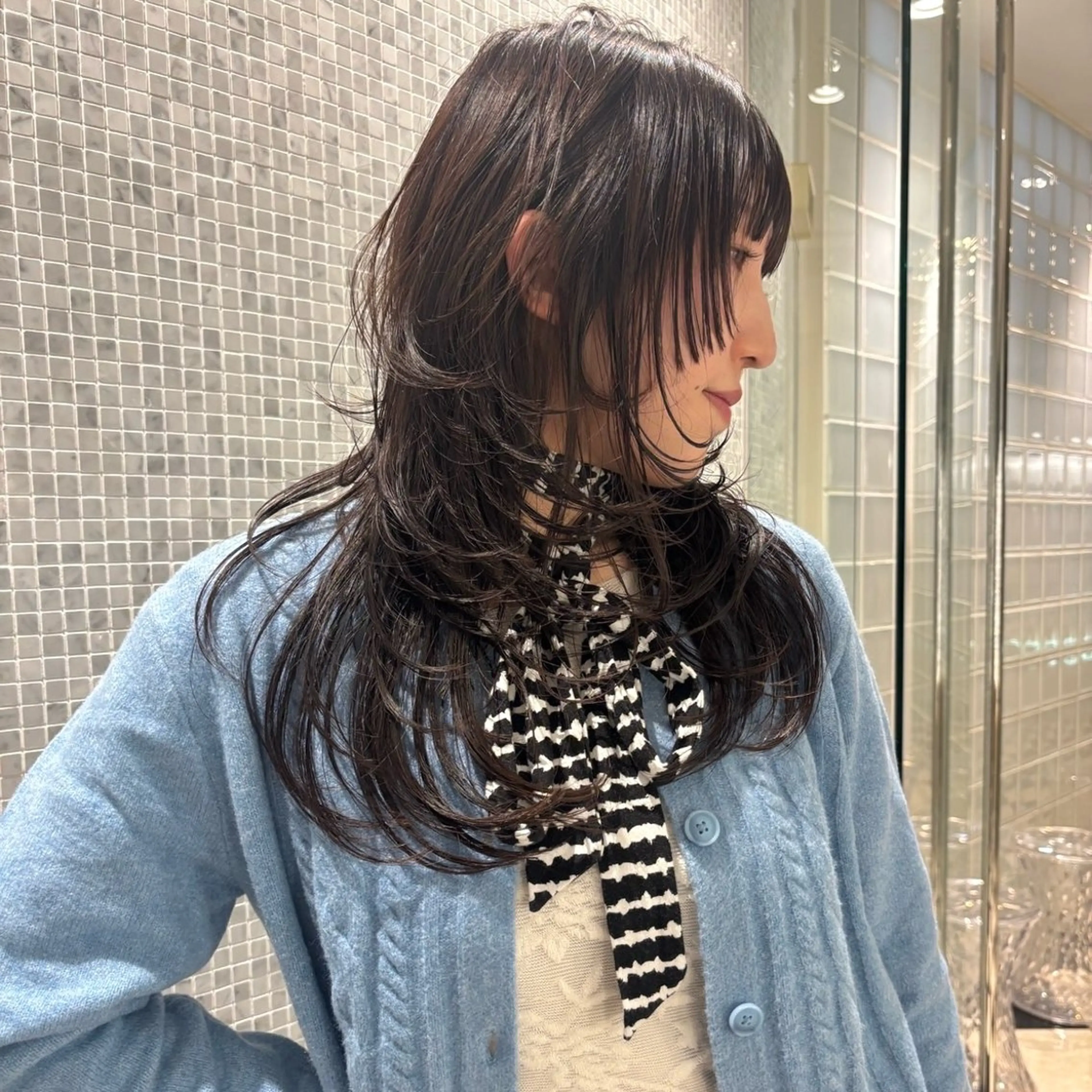 セミロング 顔周りカット ハッシュカット レイヤーカット カット レイヤーカット /ボブ/azusaのヘアスタイル