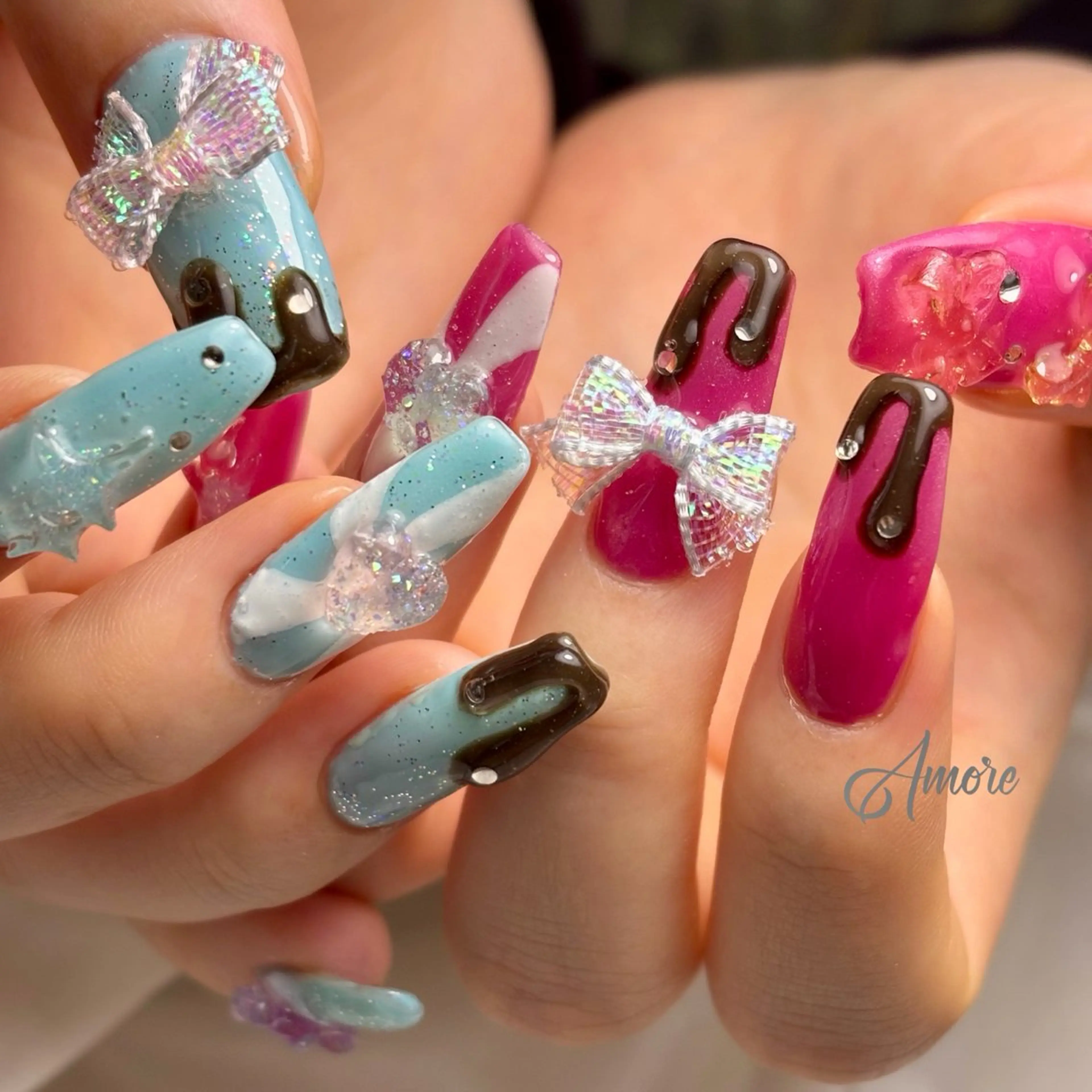 ネイル ジェルネイル キラキラネイル 韓国ネイル マグネットネイル パラジェル You kyehwaのネイルデザイン