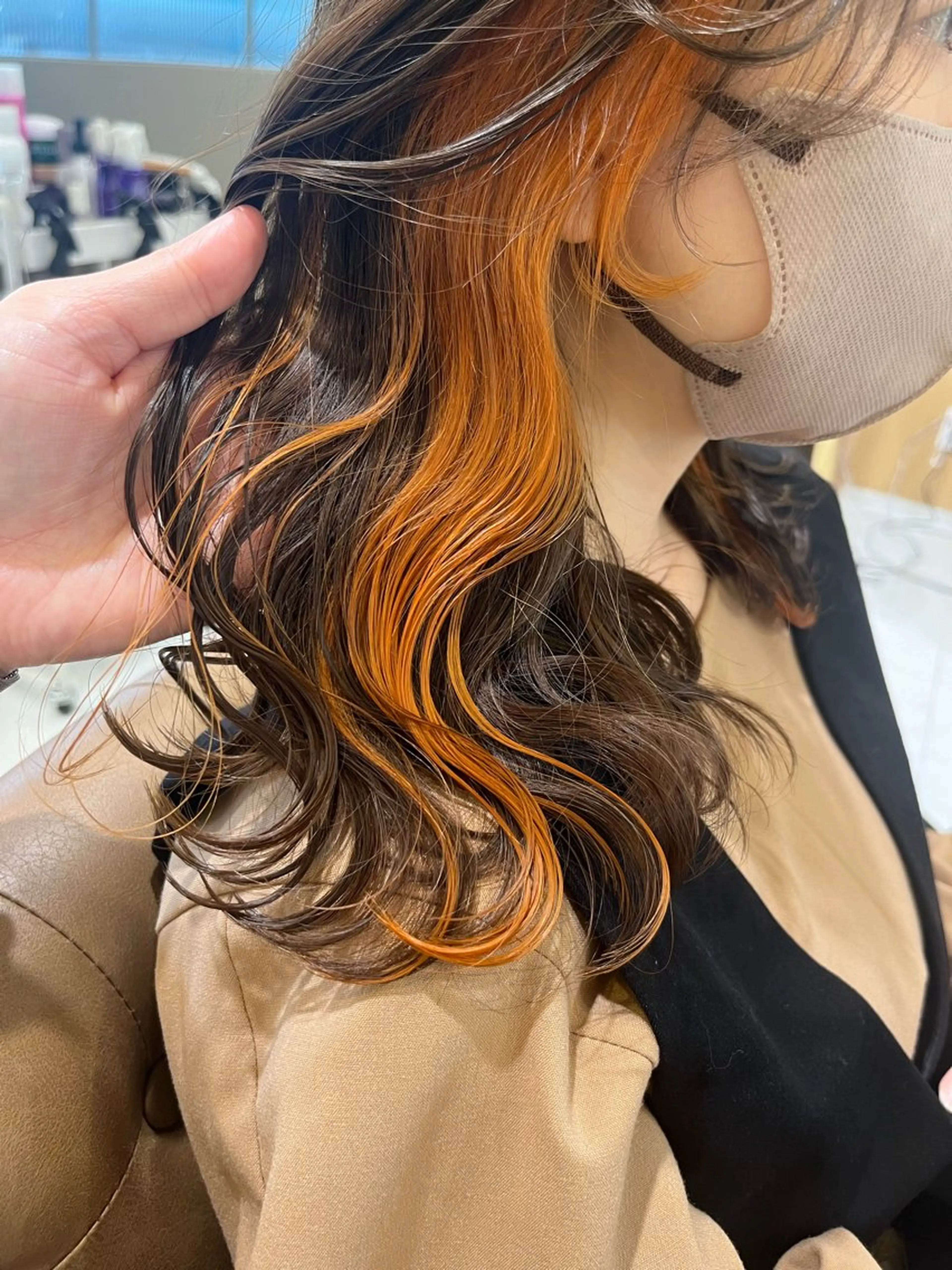 ロング カラー オレンジ ヘアカラー Ardore  fiero shinsaibashi所属・喜夛 莉菜のマツエク・マツパデザイン