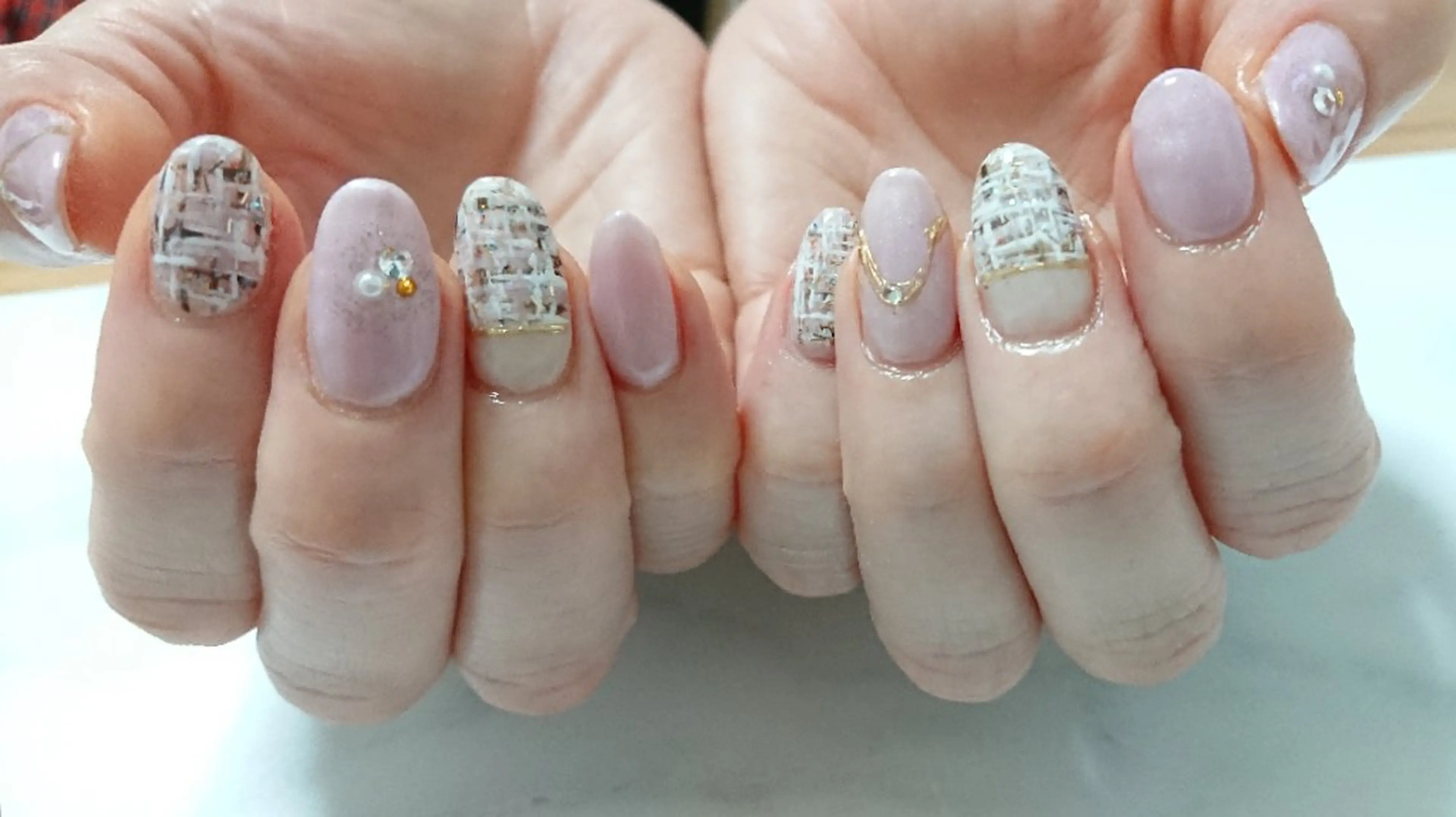 ネイル ツイードネイル ハンドネイル shellnail さなえのネイルデザイン