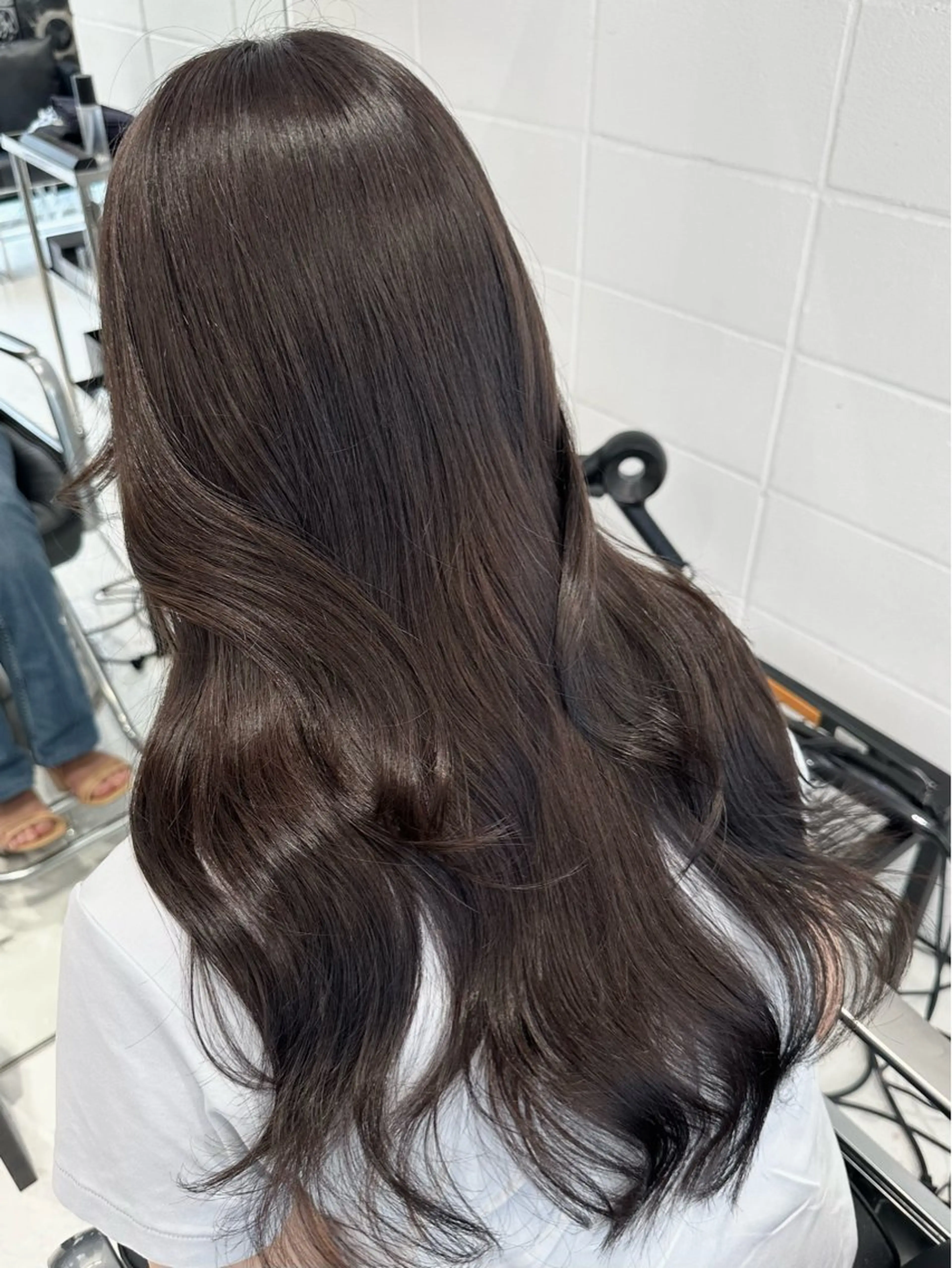 ロング カラー グレージュ カット ヘアカラー トリートメント ヘアセット 🎀ツヤ髪/韓国 ヘアミカ🎀のヘアスタイル