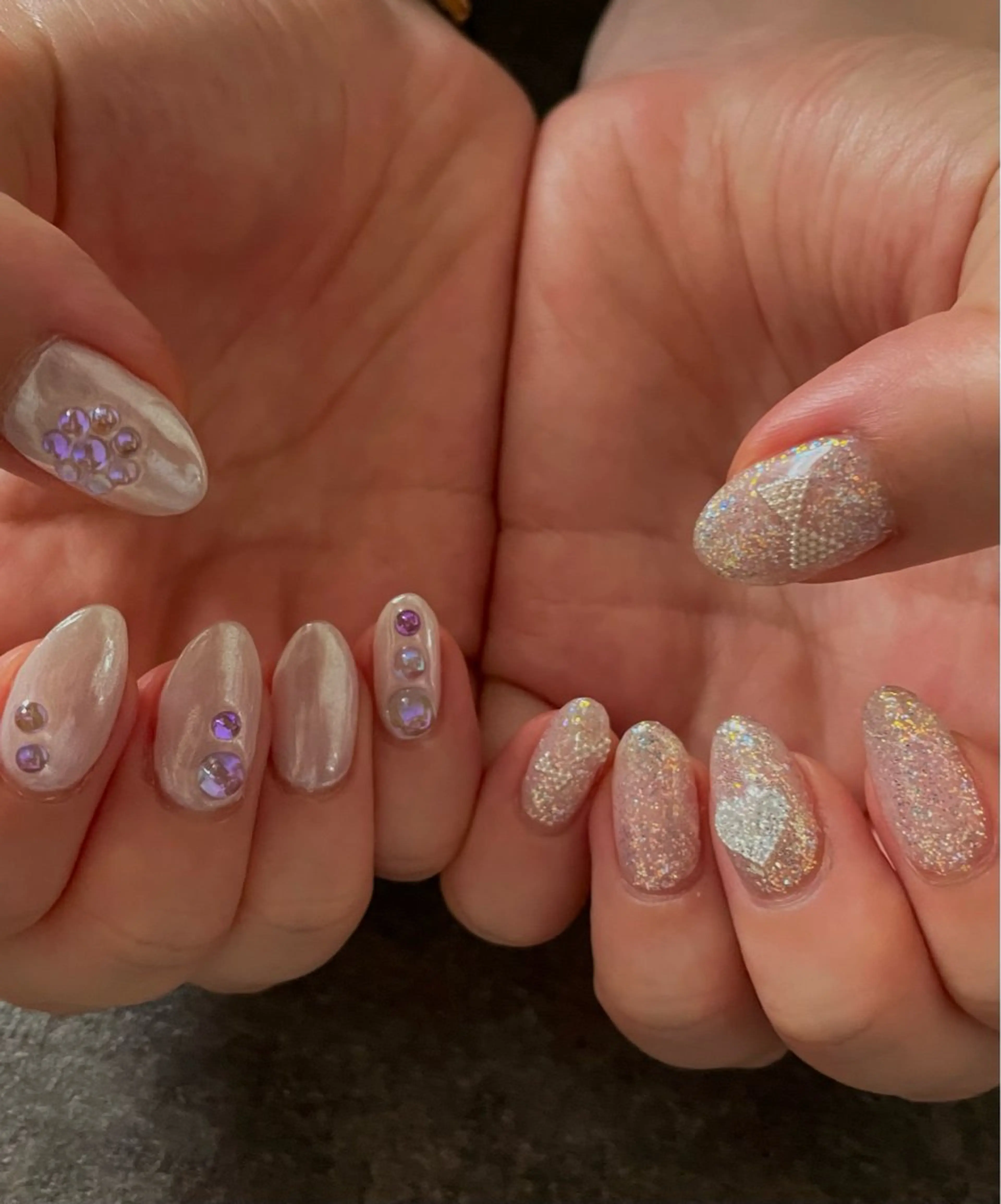 ネイル オーロラネイル ラメ(グリッター) petit 薄窪のネイルデザイン