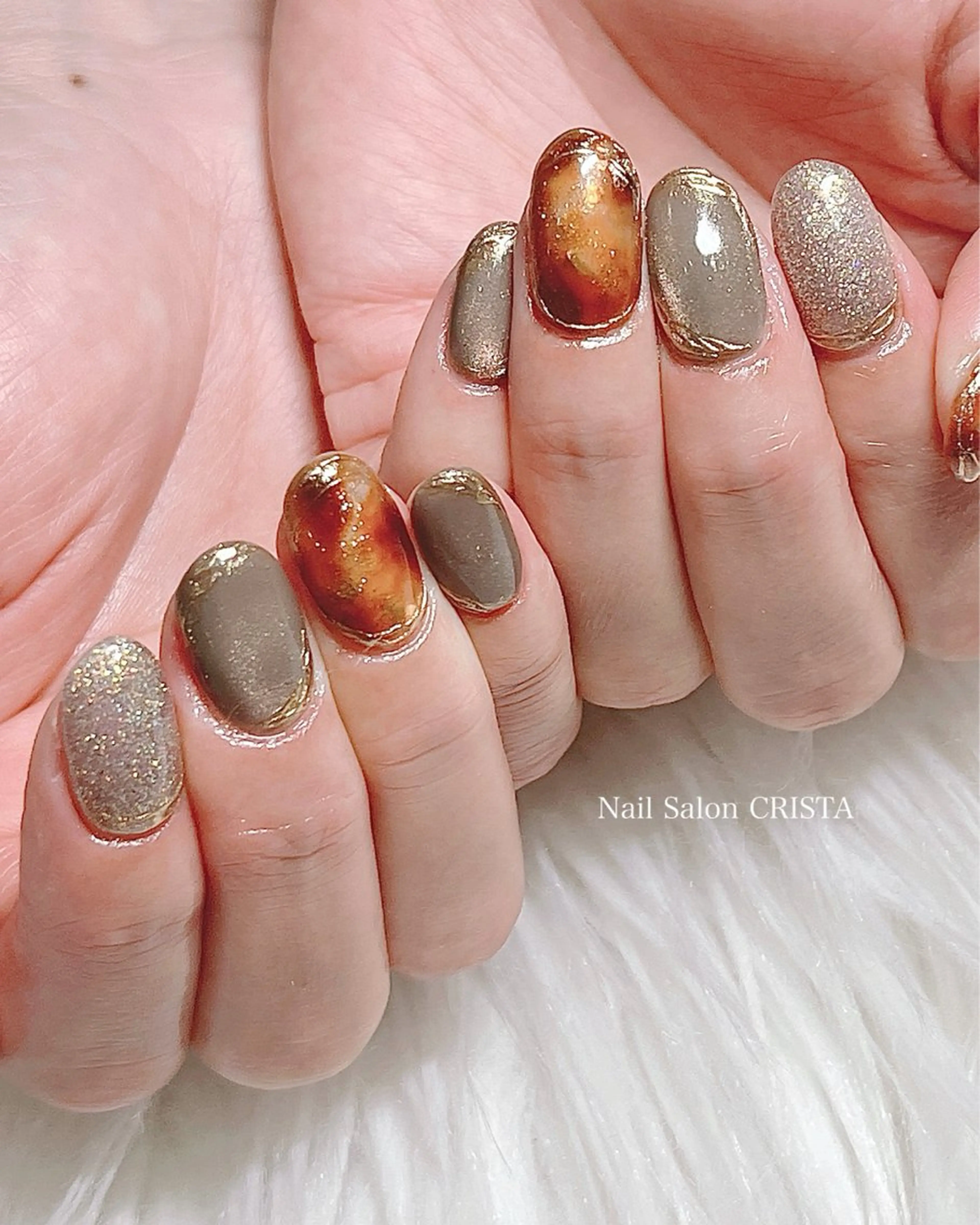 ネイル べっ甲ネイル 持ち込み ハンドネイル Nail Salon CRISTA所属・CRISTA 🤍ヒナタのネイルデザイン