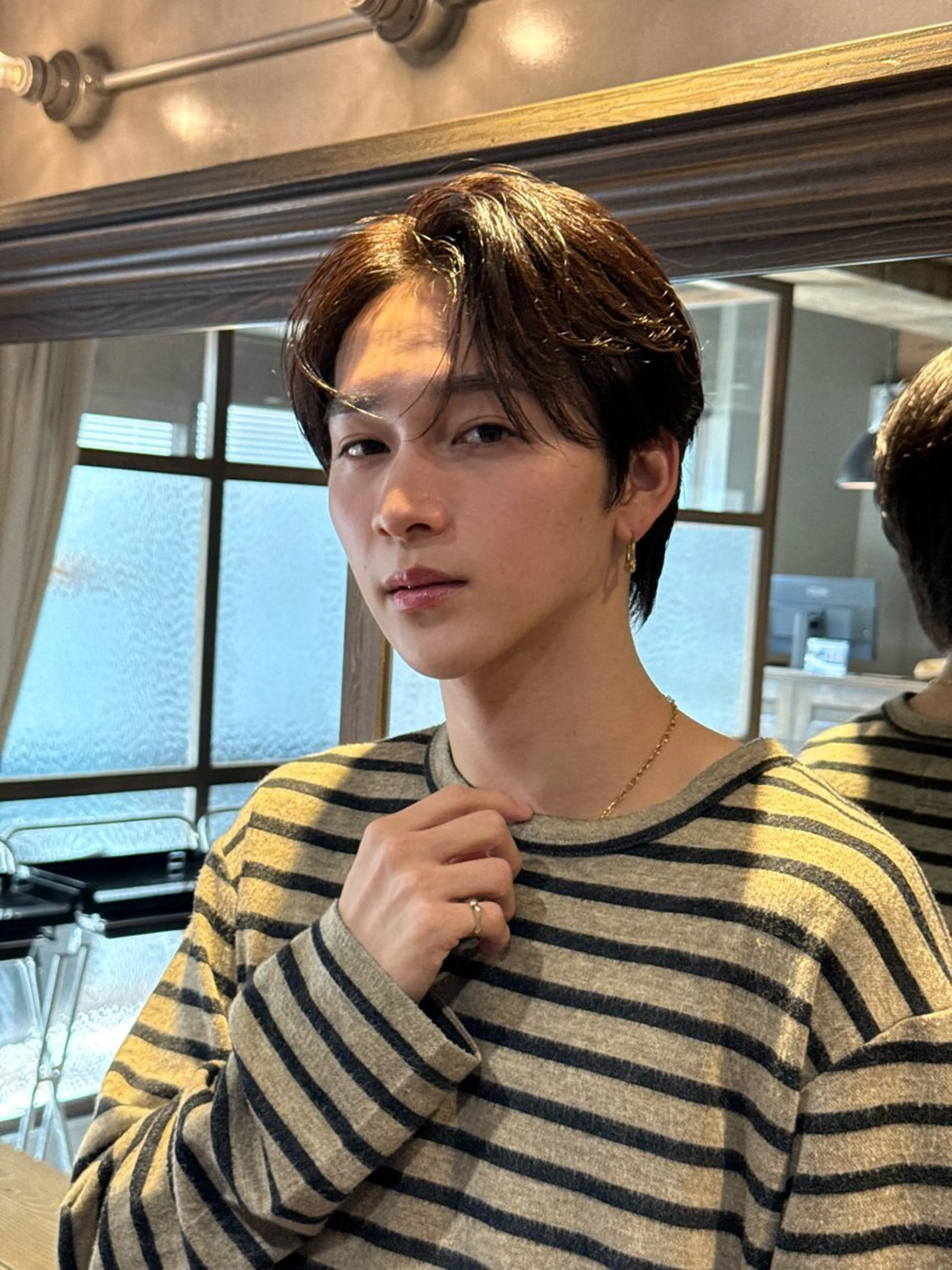 ショート メンズ センターパート カット メンズ/佐藤 恒輝のヘアスタイル