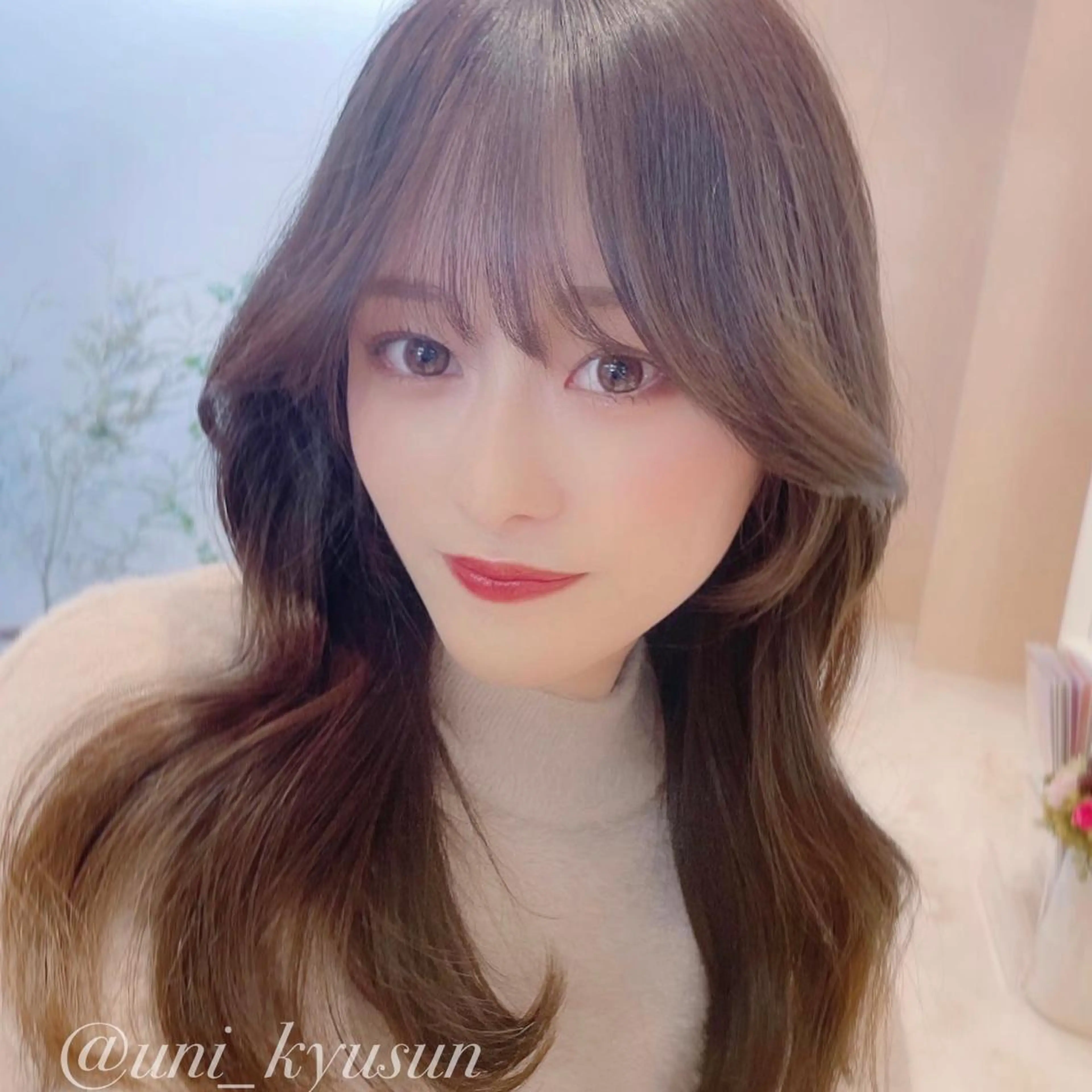 セミロング カット ヘアカラー 本格韓国ヘア🇰🇷 【uni】キューさんのヘアスタイル