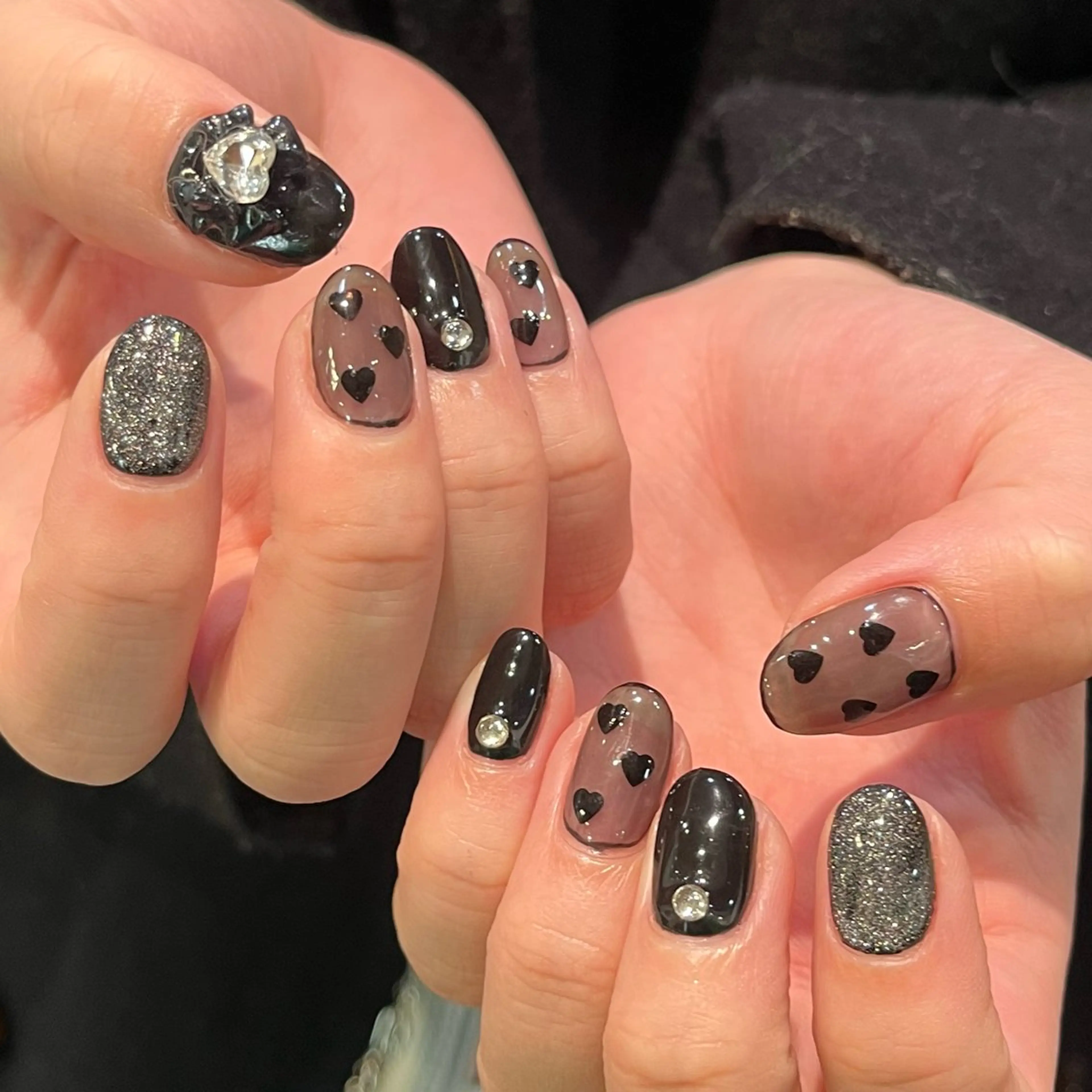 ネイル ジェルネイル ガーリー ハート パラジェル リボン ボブ/暖色カラー コウボヒカルのヘアスタイル