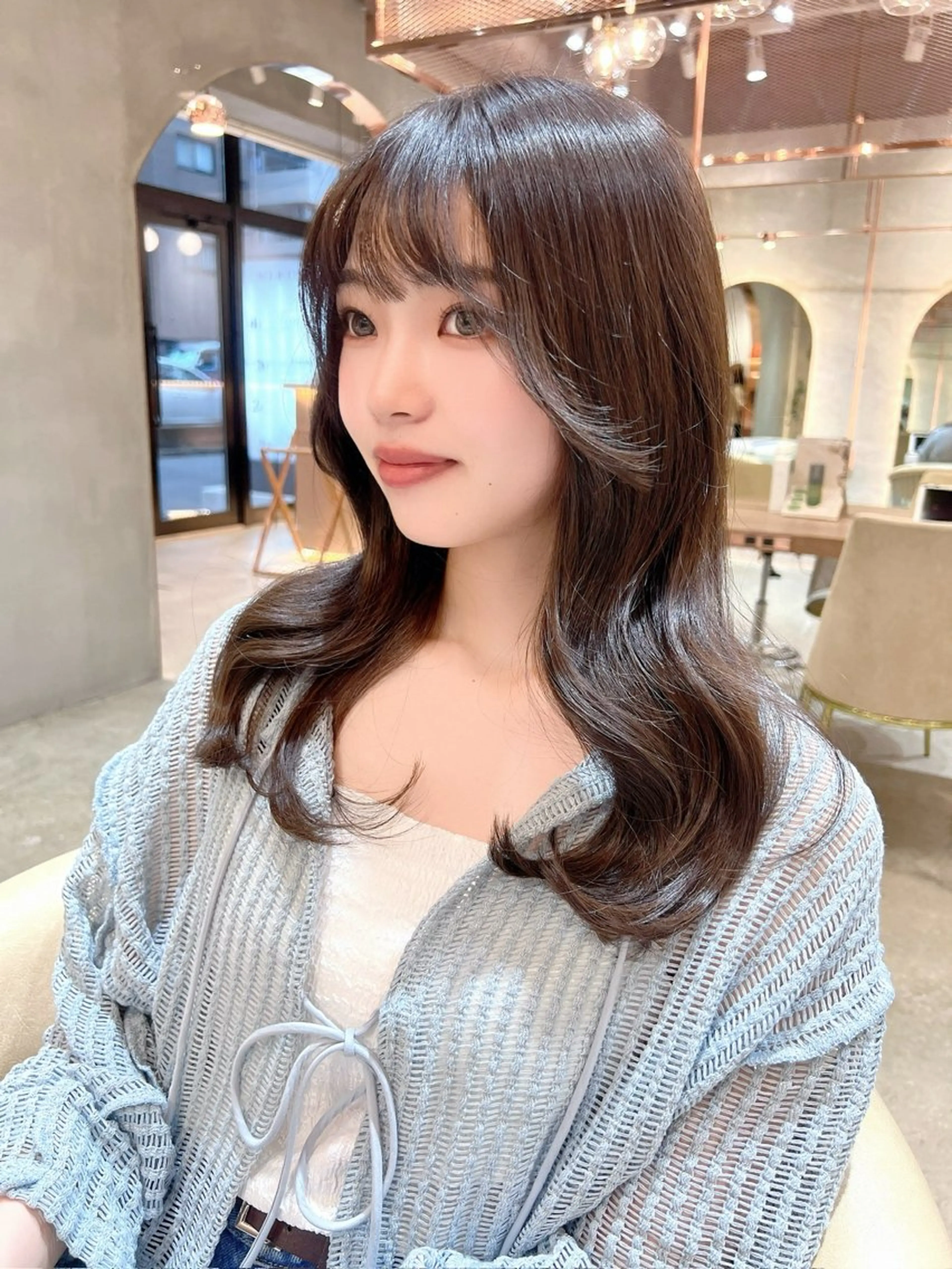 セミロング カラー 韓国風ヘア カット ヘアカラー トリートメント 韓国ヘア♡おくれ毛♡ ボブ♡sayakaのヘアスタイル