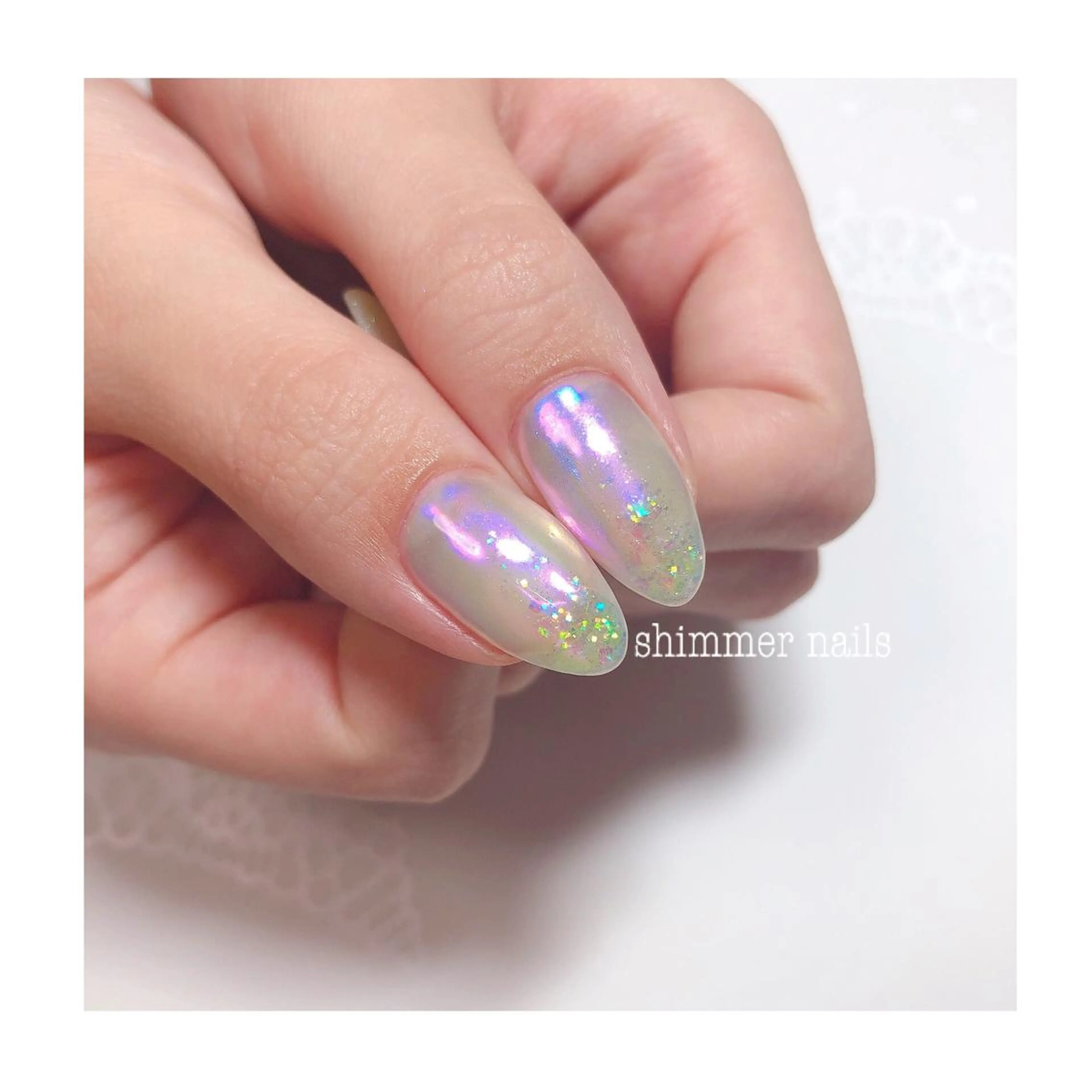 ネイル 氷ネイル・うるうるネイル フットネイル shimmer nailsのネイルデザイン