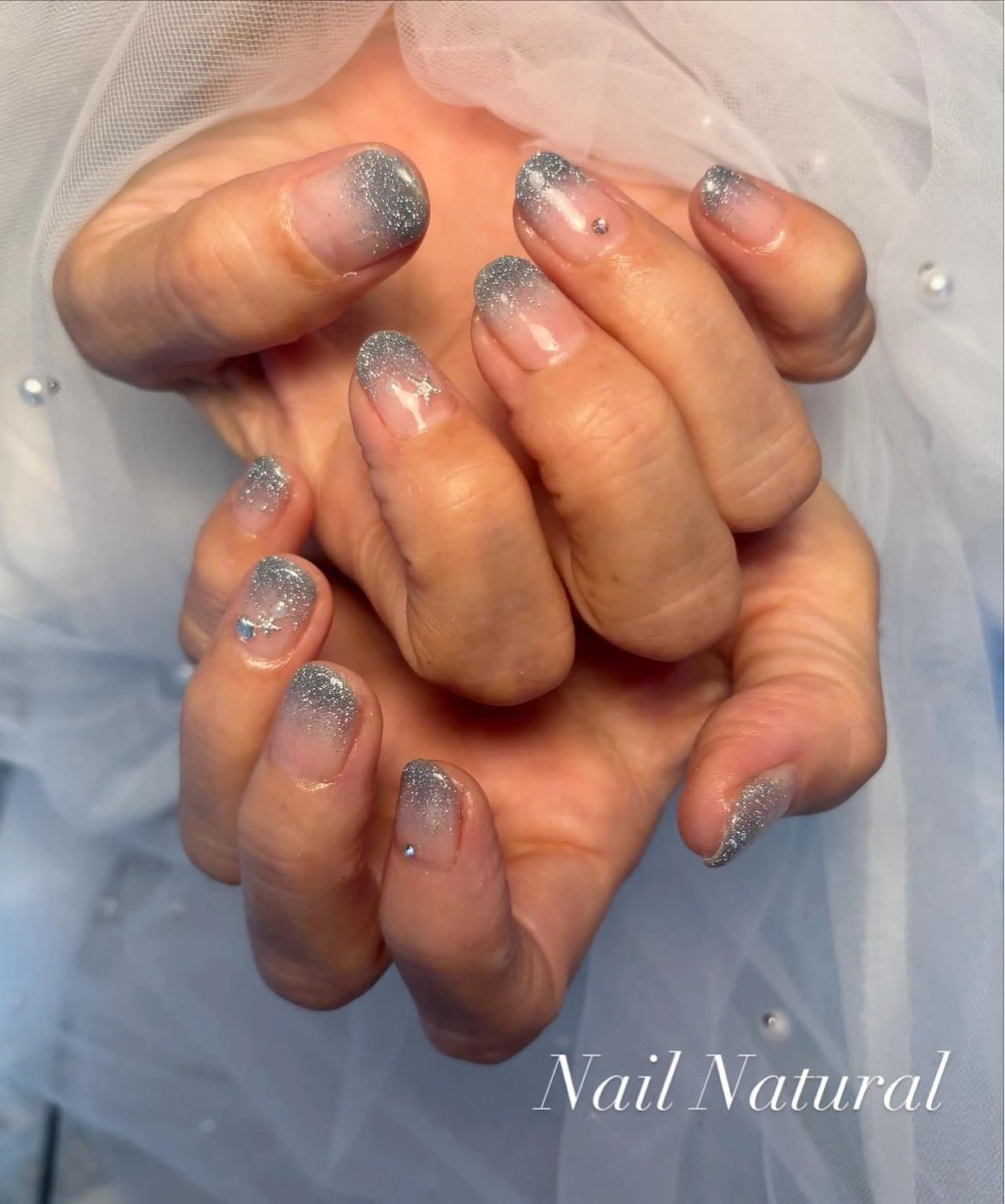 ネイル フラッシュネイル フットネイル フレンチネイル ジェルネイル ガラスフレンチ ハンドネイル Nail salon Natulalのネイルデザイン