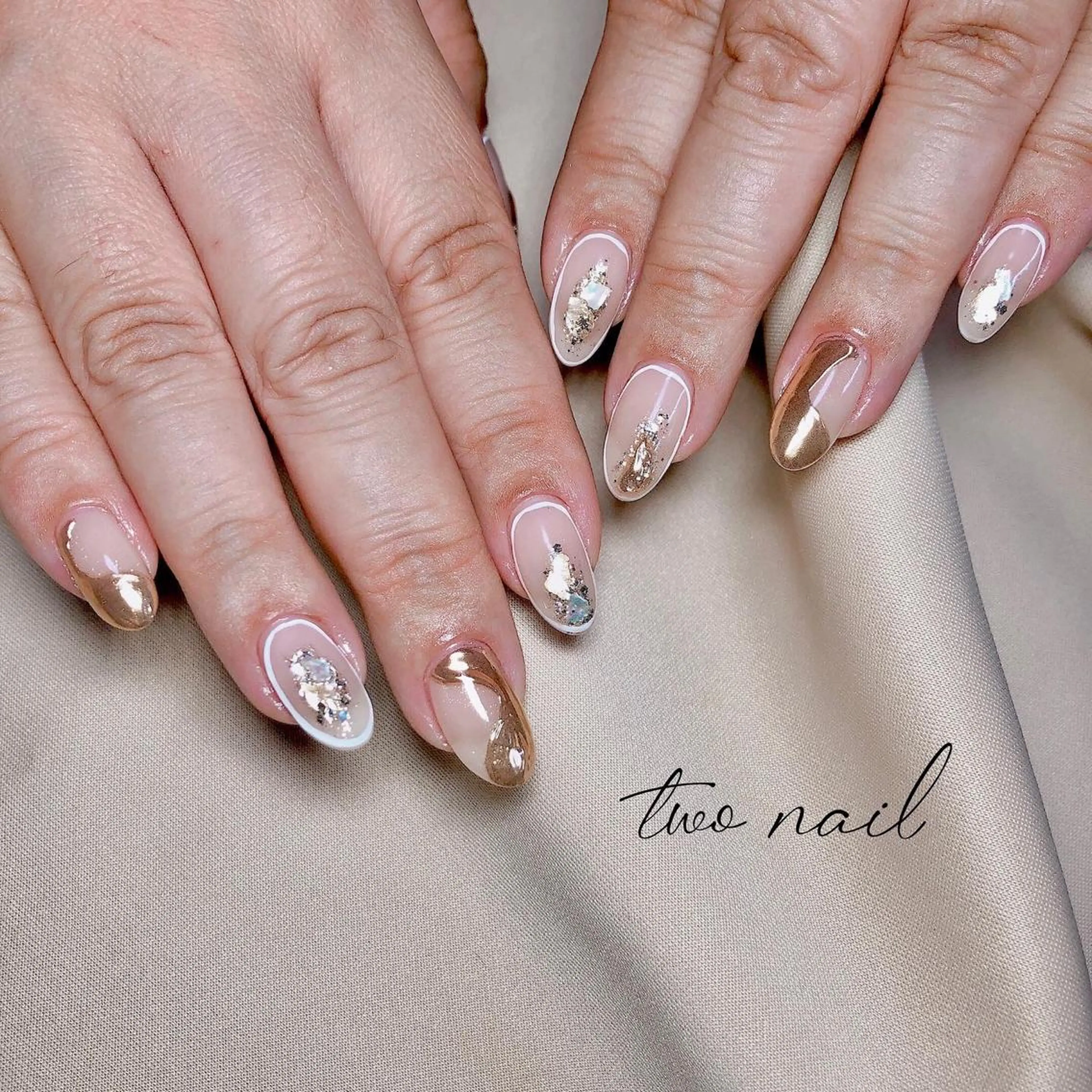 ネイル アートネイル フットネイル ハート ニュアンスネイル ホワイト two nailのネイルデザイン