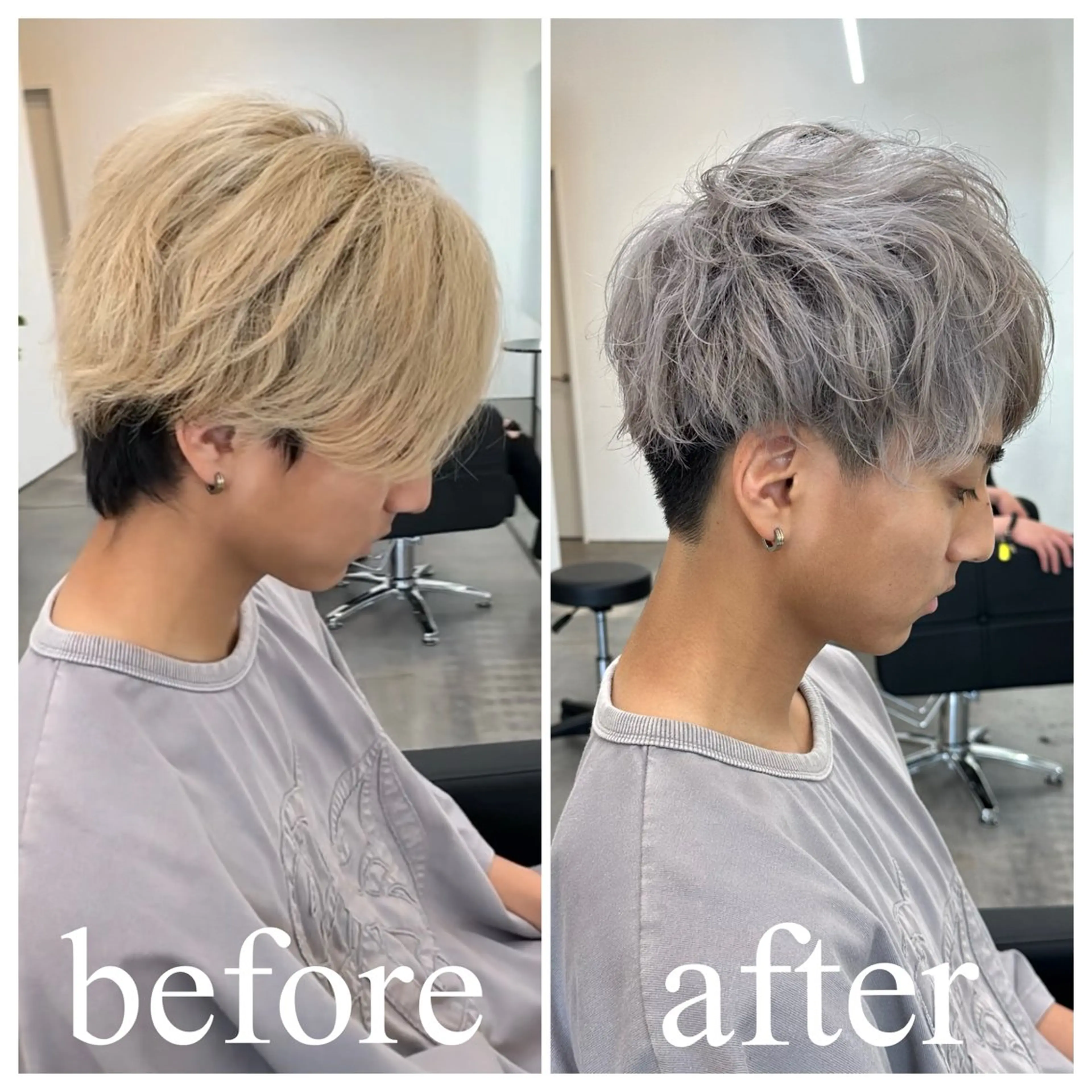 ショート カラー メンズ メンズブリーチ マッシュ ブリーチ シルバー Nake所属・山本 駿介のヘアスタイル