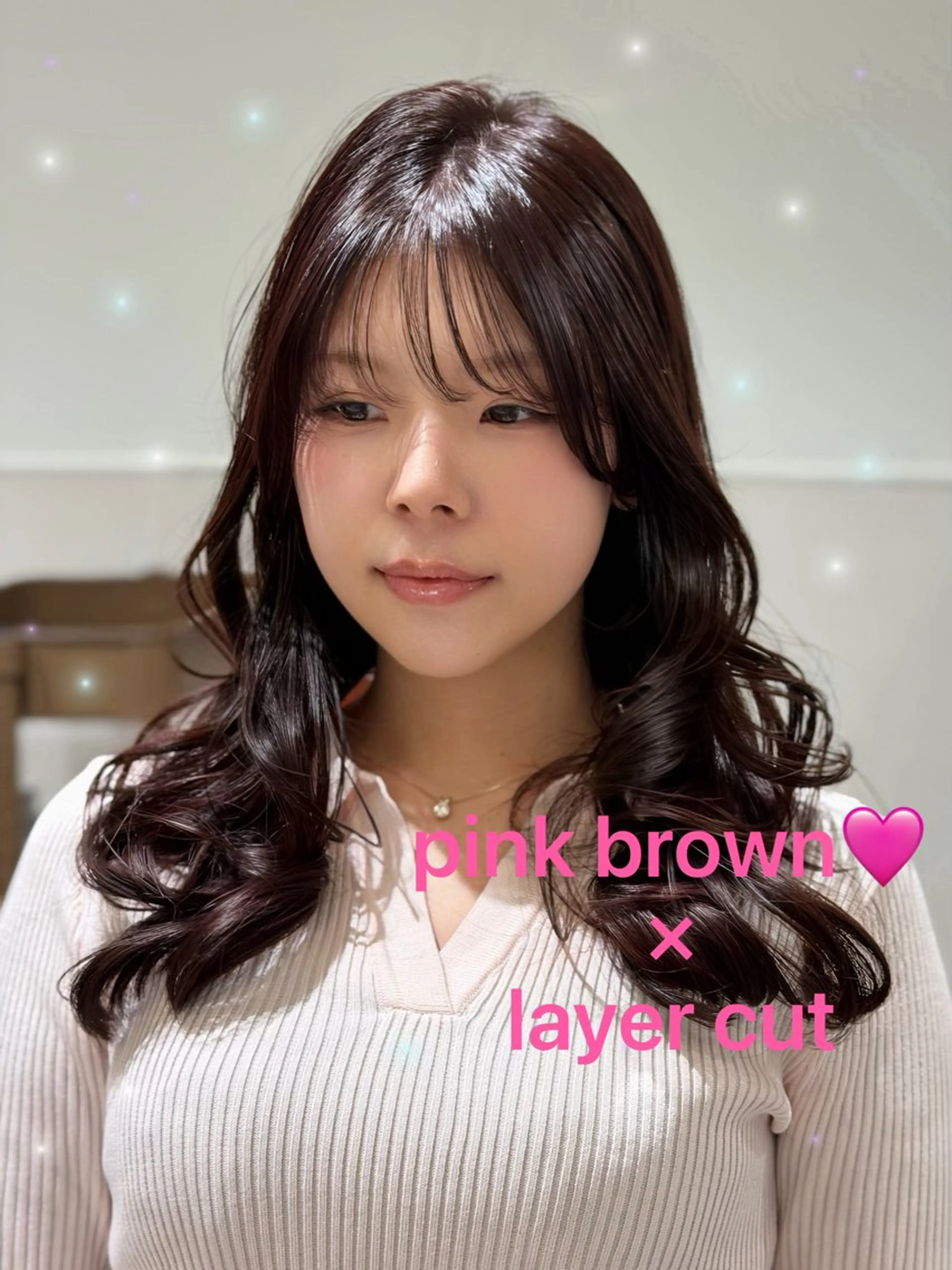 セミロング カラー ピンクカラー カット ヘアカラー 顔周り/透明感/銀座 🩵りのせのヘアスタイル