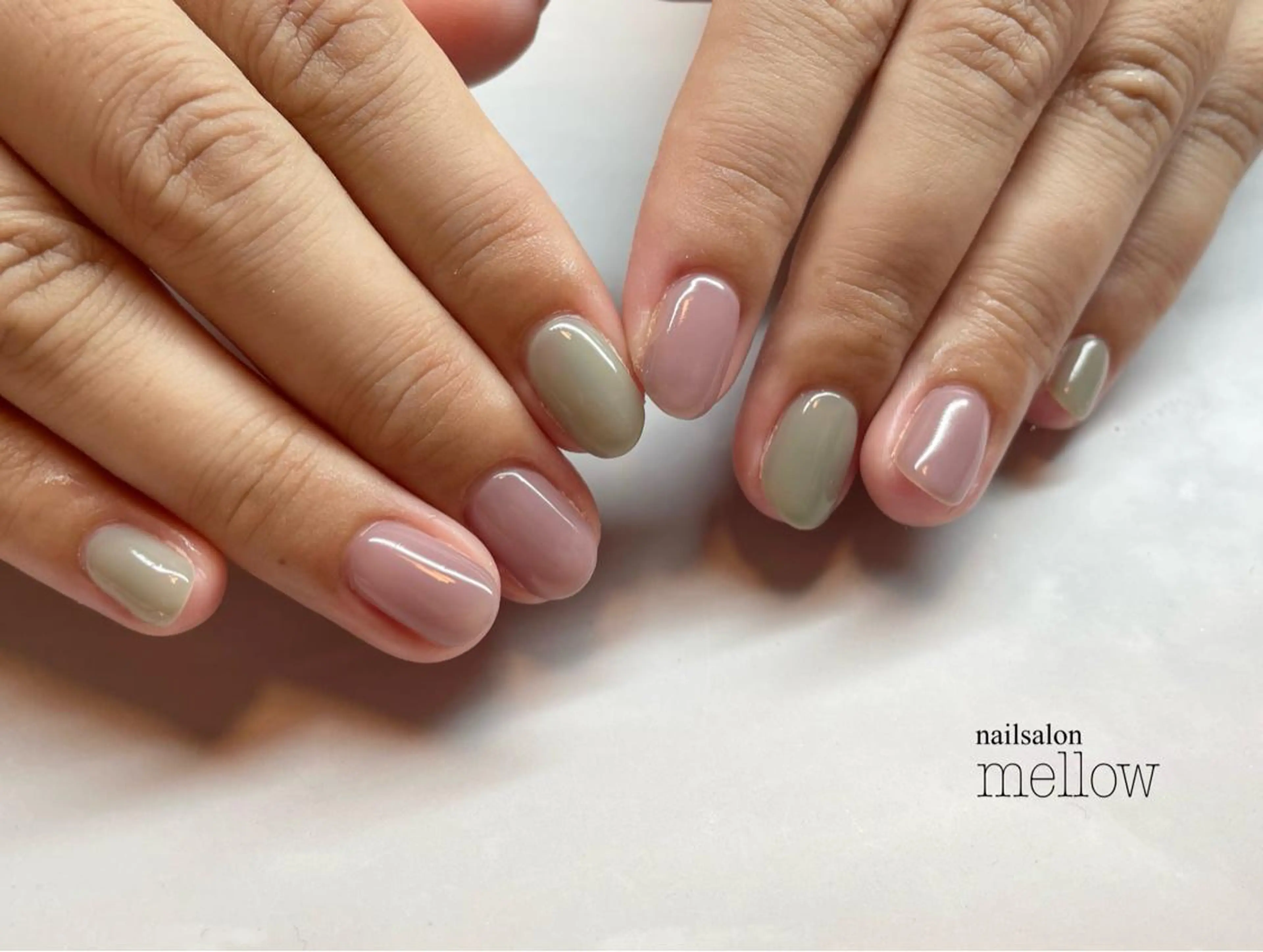 ネイル グリーン パープル 大山 浩美のネイルデザイン