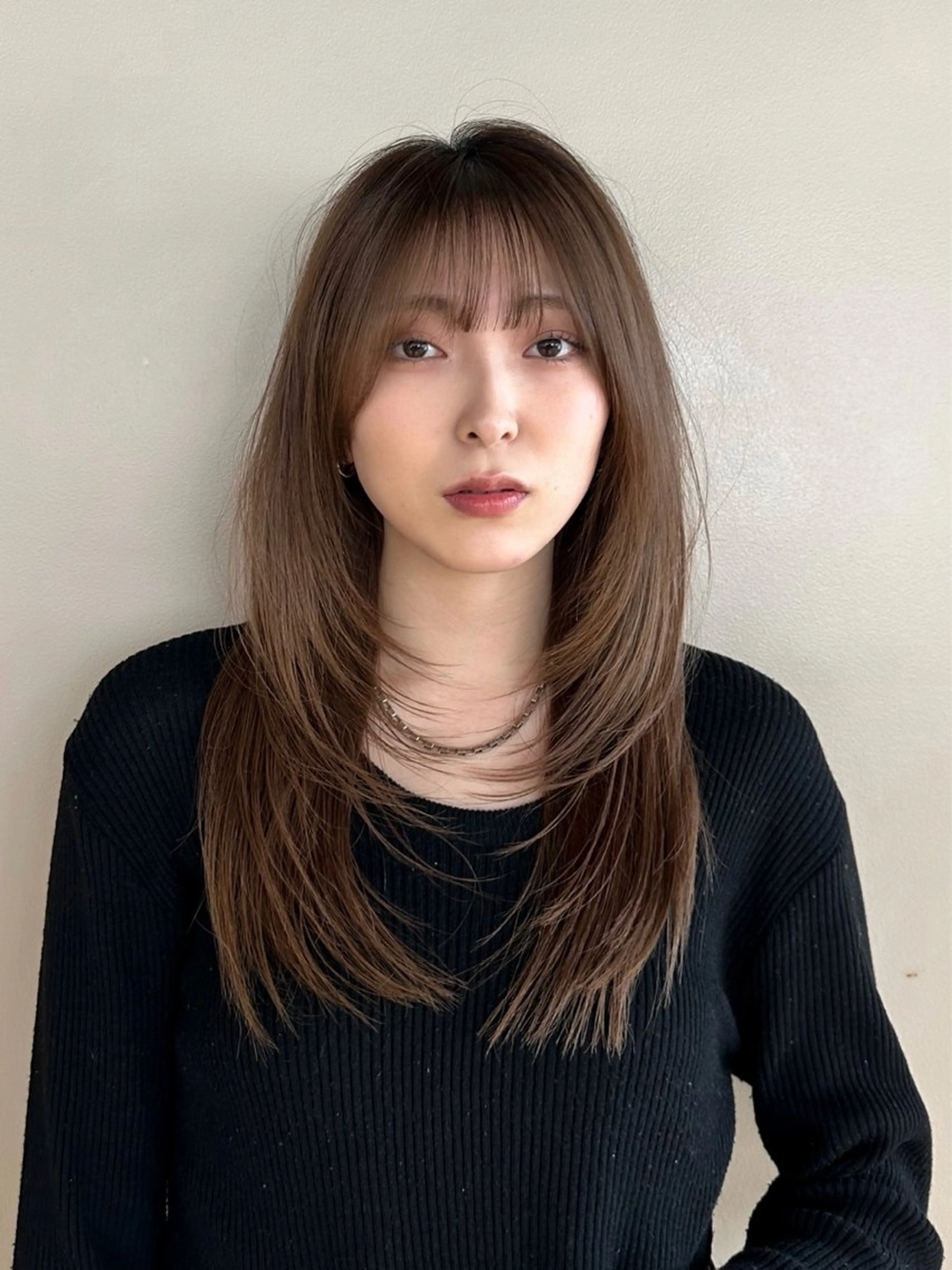 セミロング カット ヘアカラー トリートメント レイヤー/顔周り カット/松岡 祥利のヘアスタイル