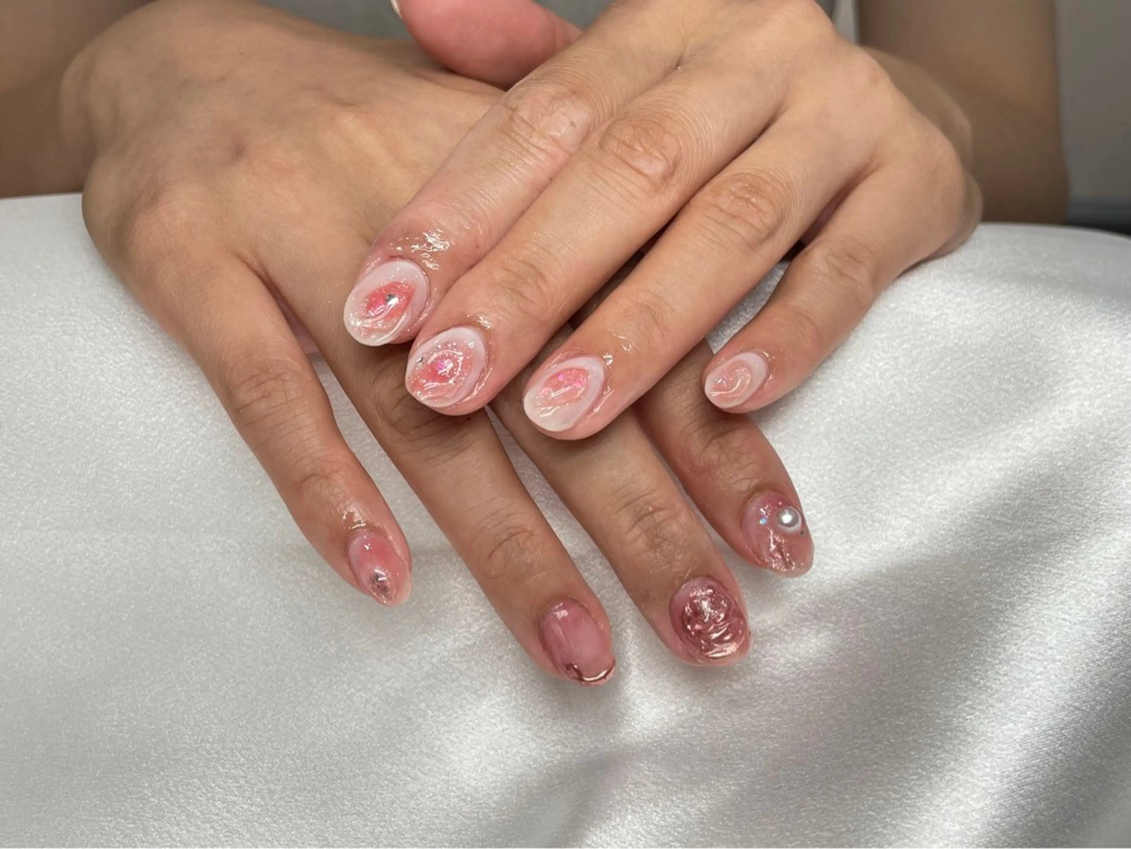 ネイル ニュアンスネイル ピンク Ui_Amor (パラジェル)のネイルデザイン