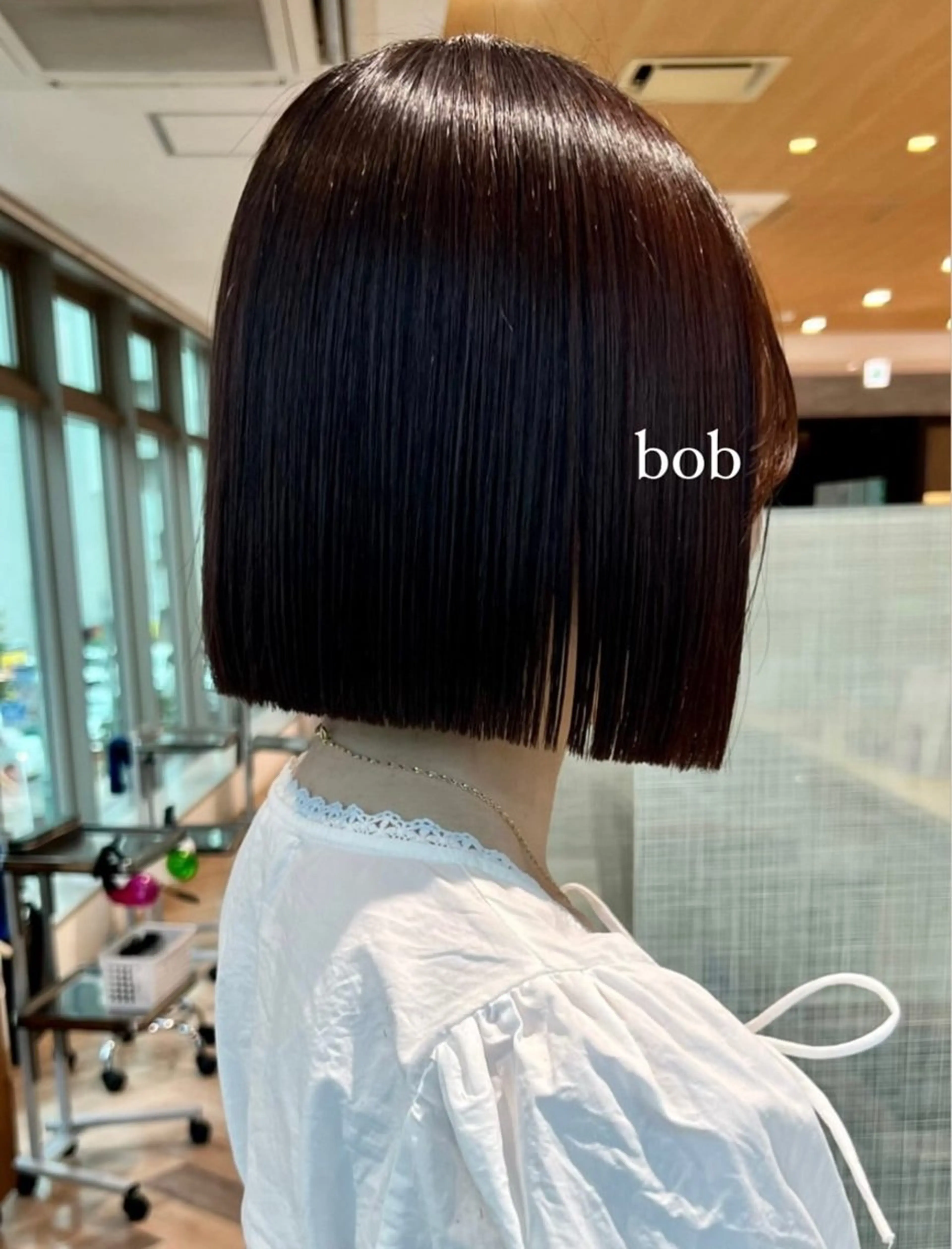 ショート ボブ 酸性ストレート カット 縮毛矯正 加納千華 /ボブ/ぱつっとボブのヘアスタイル