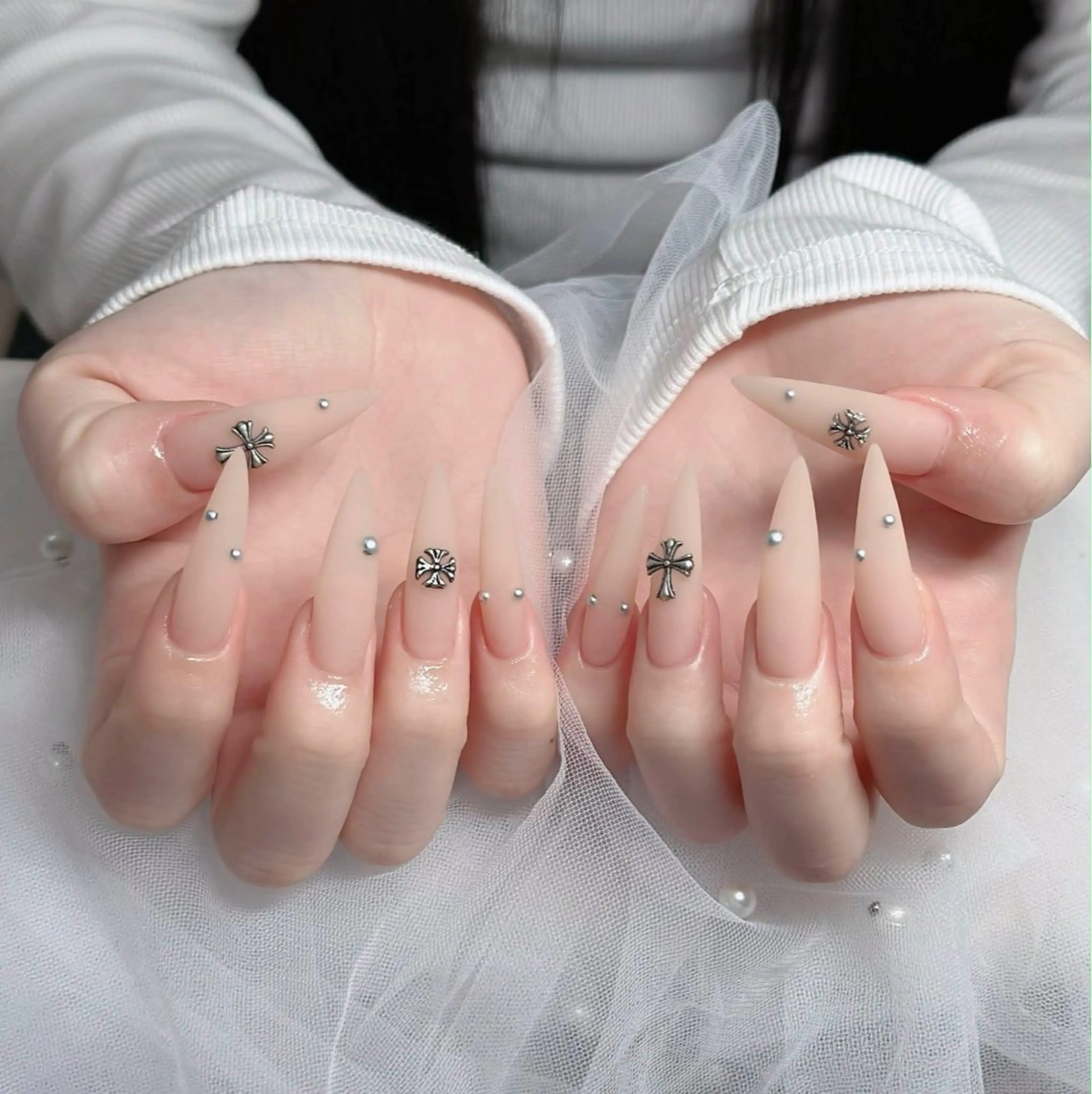 ネイル アートネイル ボルドー フレンチネイル ジェルネイル 氷ネイル・うるうるネイル ハンドネイル H.baby Nail Salonのネイルデザイン