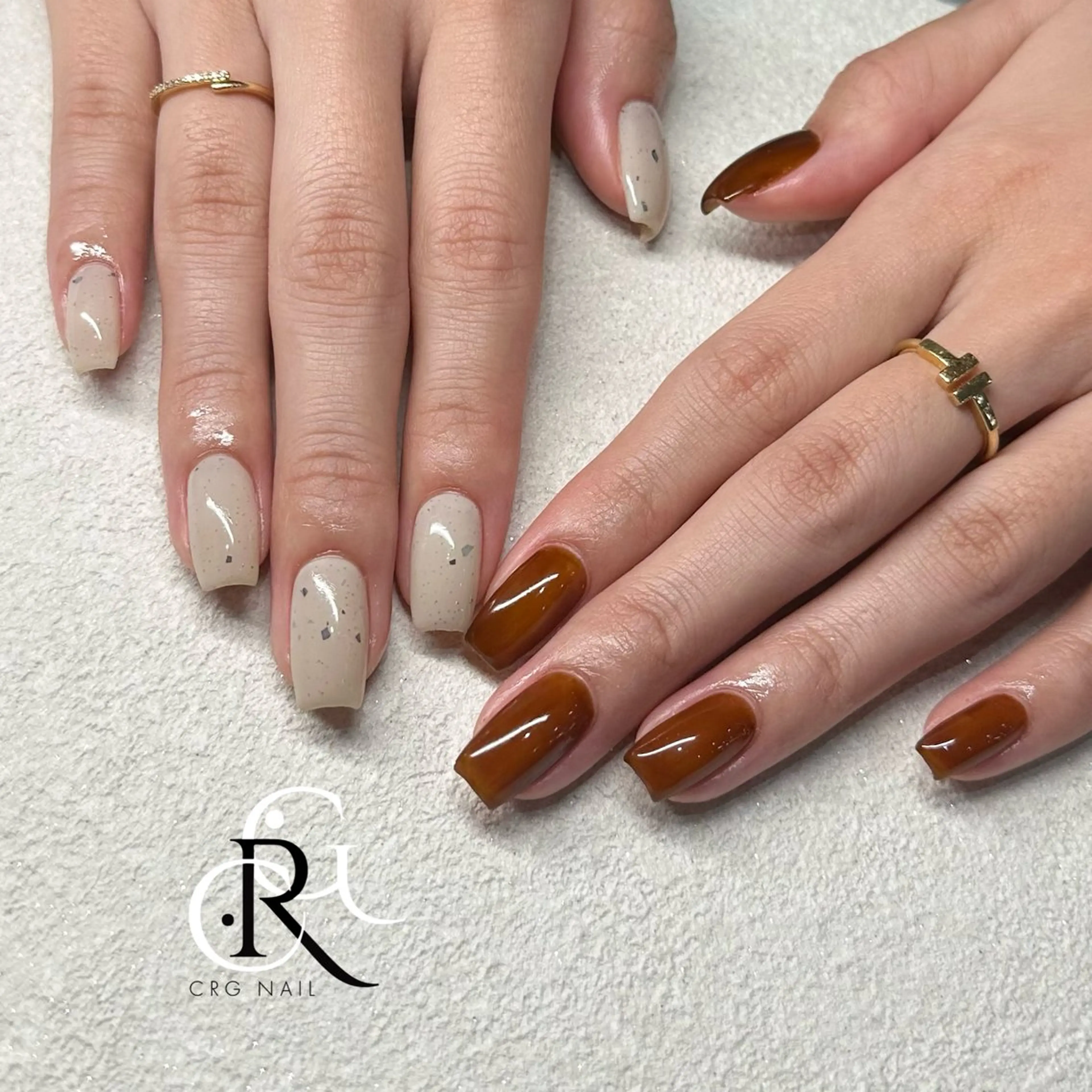 ネイル ブラウン ジェルネイル ハンドネイル 美フォルム✨ CRG　RURIのネイルデザイン