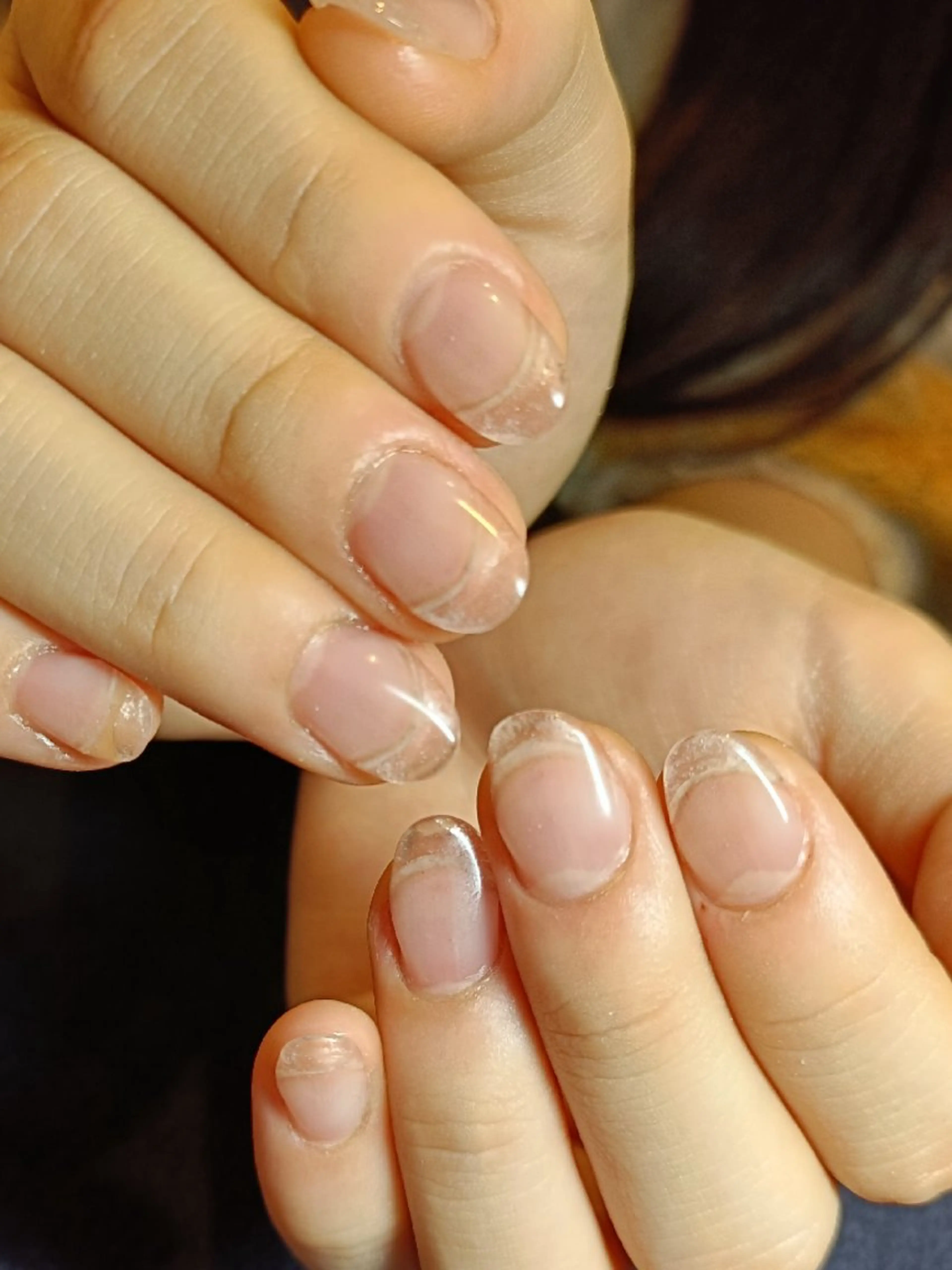 ネイル クリアネイル 長さ出し ハンドネイル ハンドケア 深爪矯正/爪育成ケア manie nailのネイルデザイン