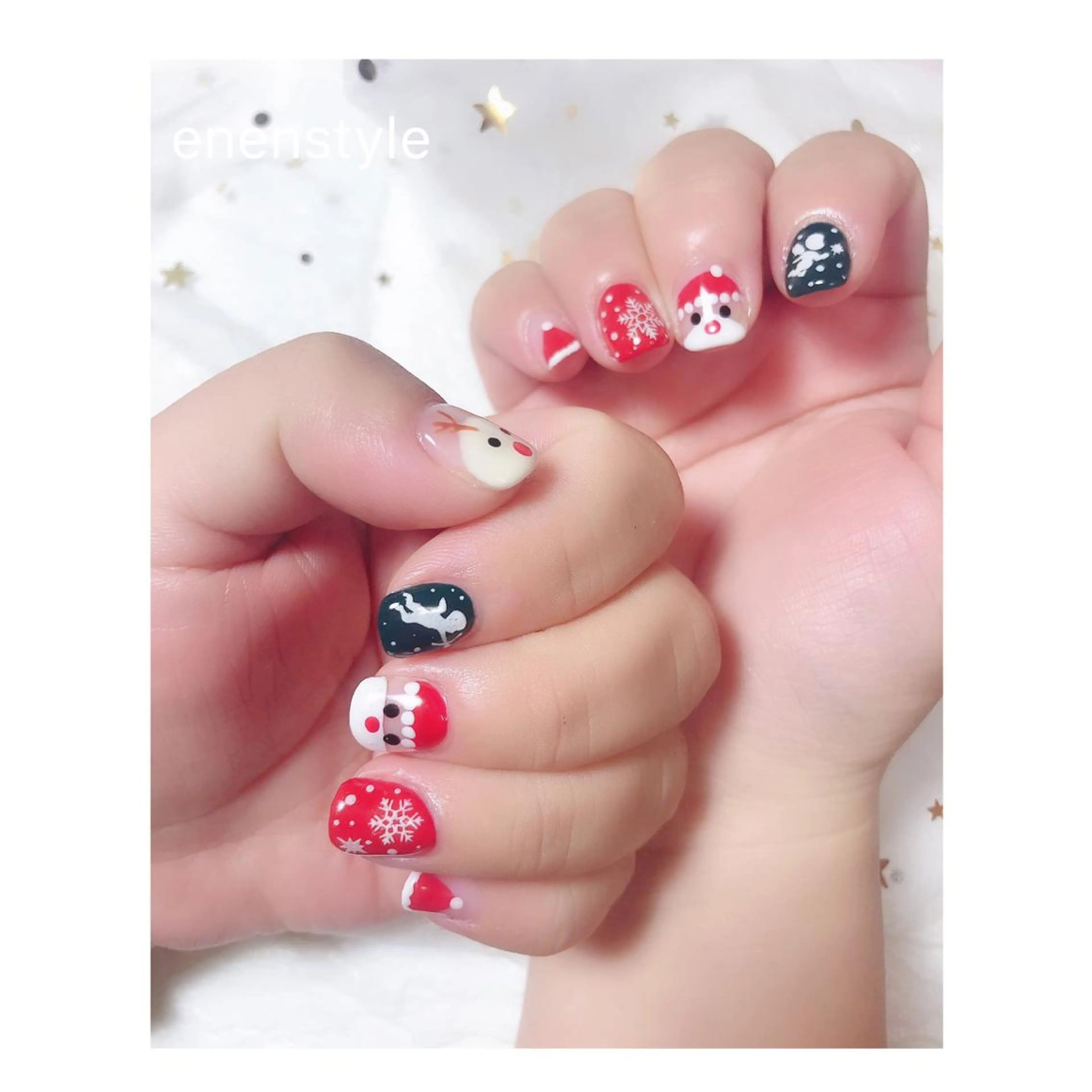 ショート ネイル クリスマス ジェルネイル ニュアンスネイル オフィスネイル ワンカラーネイル 👑enen style👑のネイルデザイン