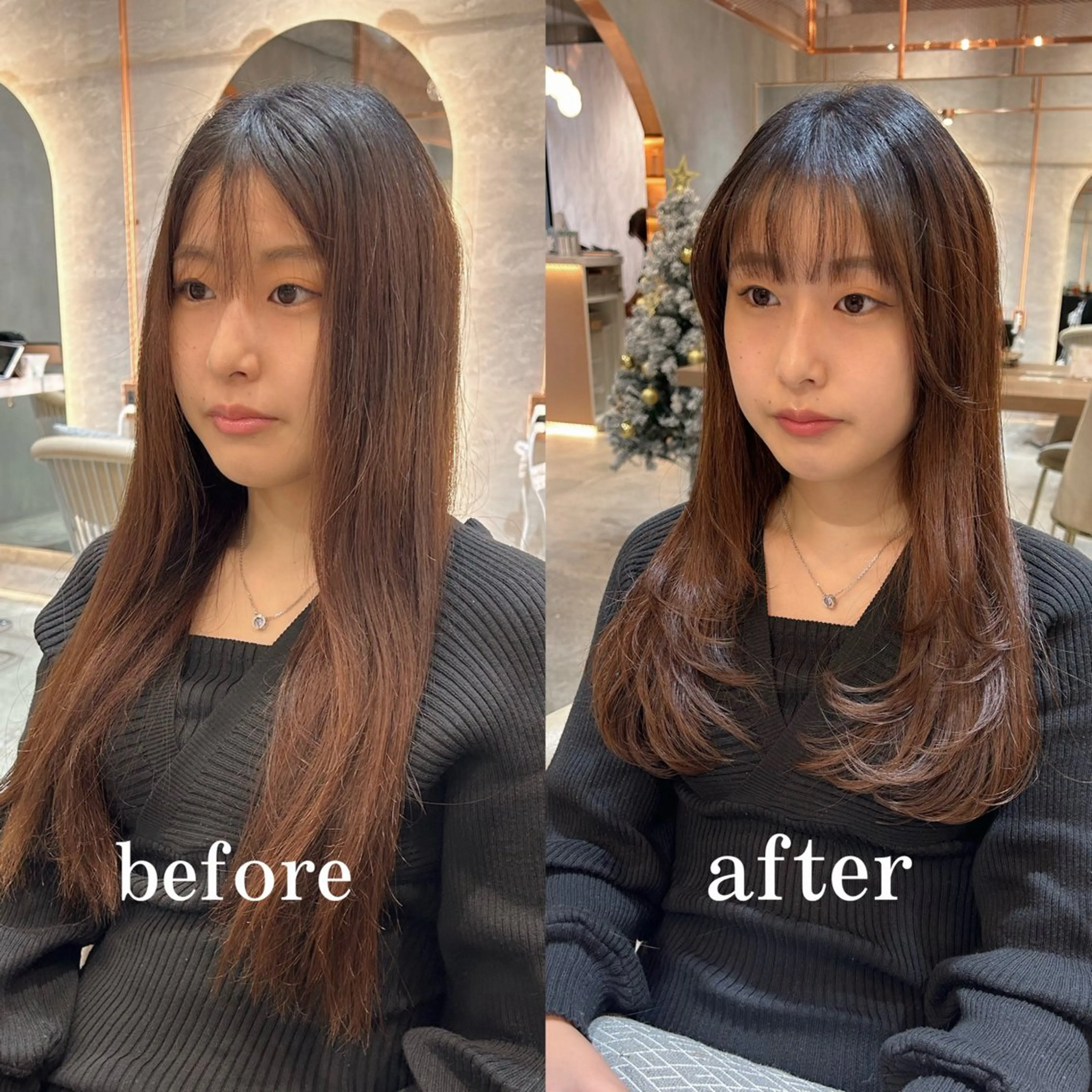 セミロング レイヤーカット ハッシュカット/韓国 レイヤー/カハナのヘアスタイル