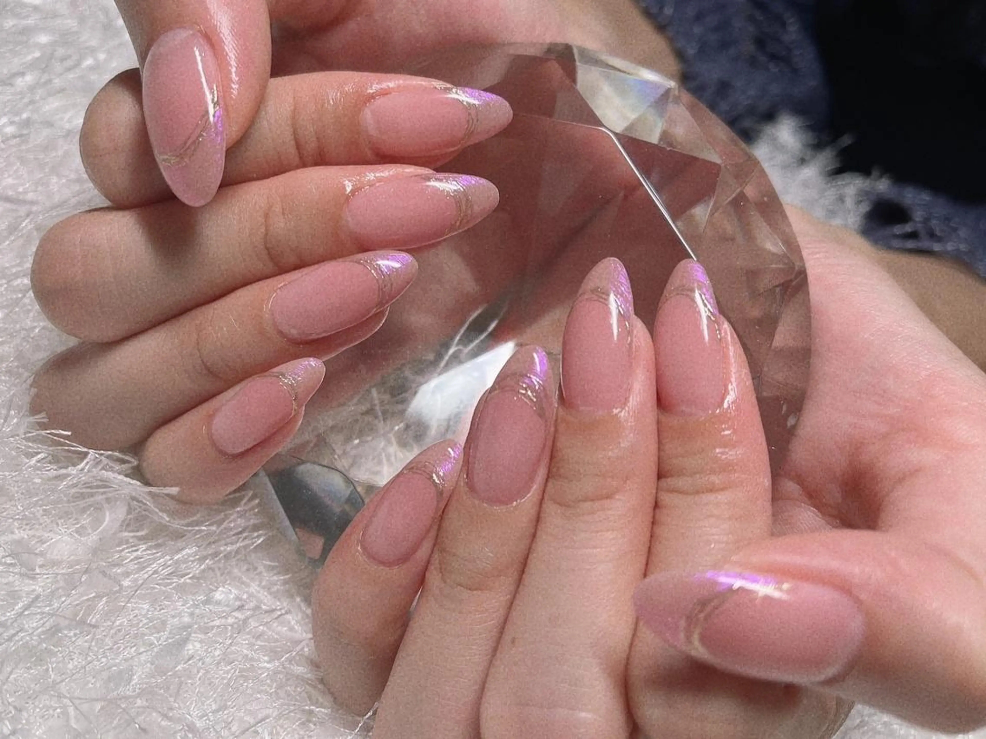 ネイル オーロラネイル 長さ出し フレンチネイル ジェルネイル グラデーション ハンドネイル Nail&eye Belire 新宿のネイルデザイン