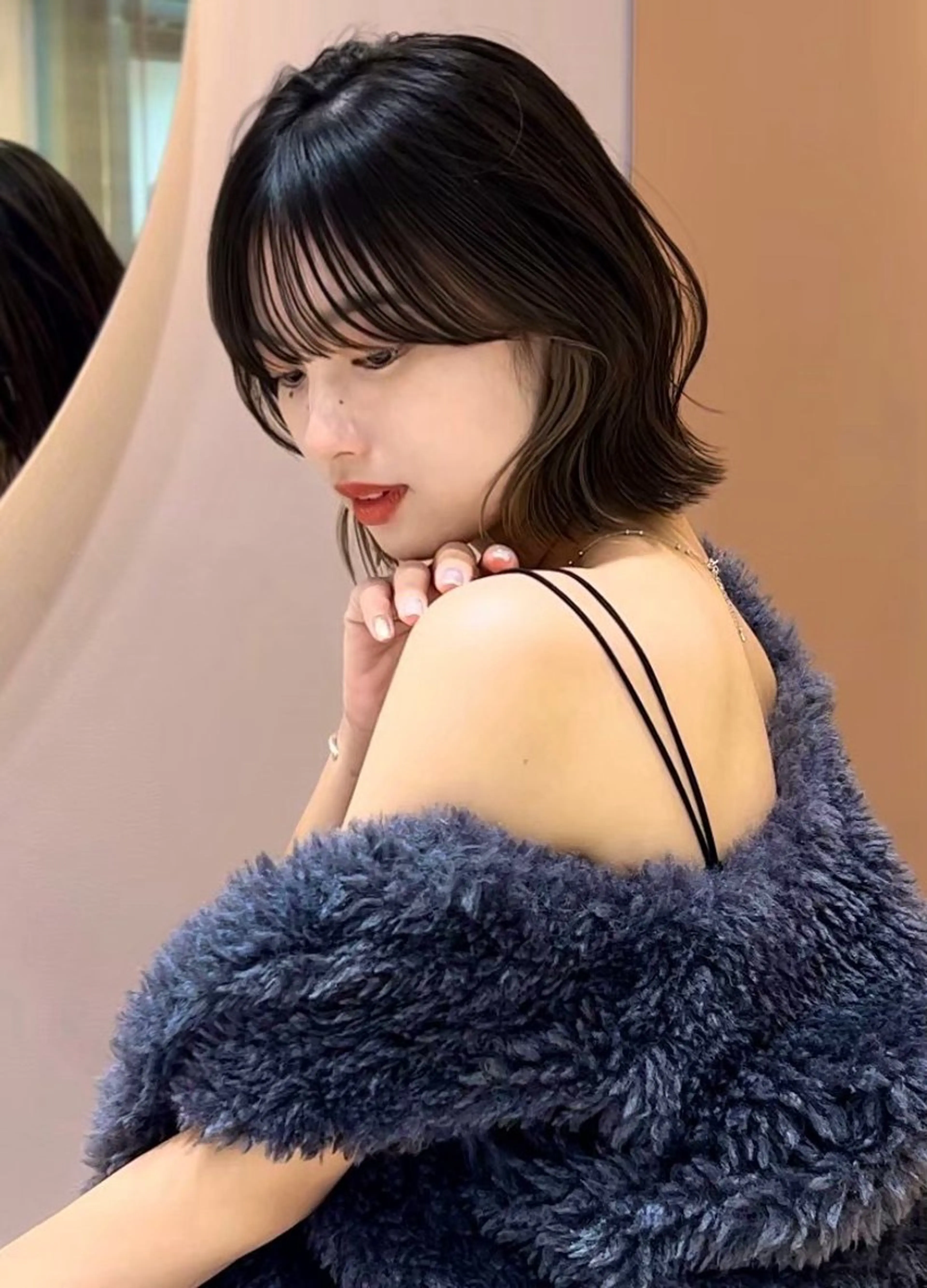 ショート カラー ヘアアレンジ アッシュ 黒髪 ブリーチ ブルーカラー ブルーブラック 🔶似合わせセンター パート/ヤス🔶のヘアスタイル