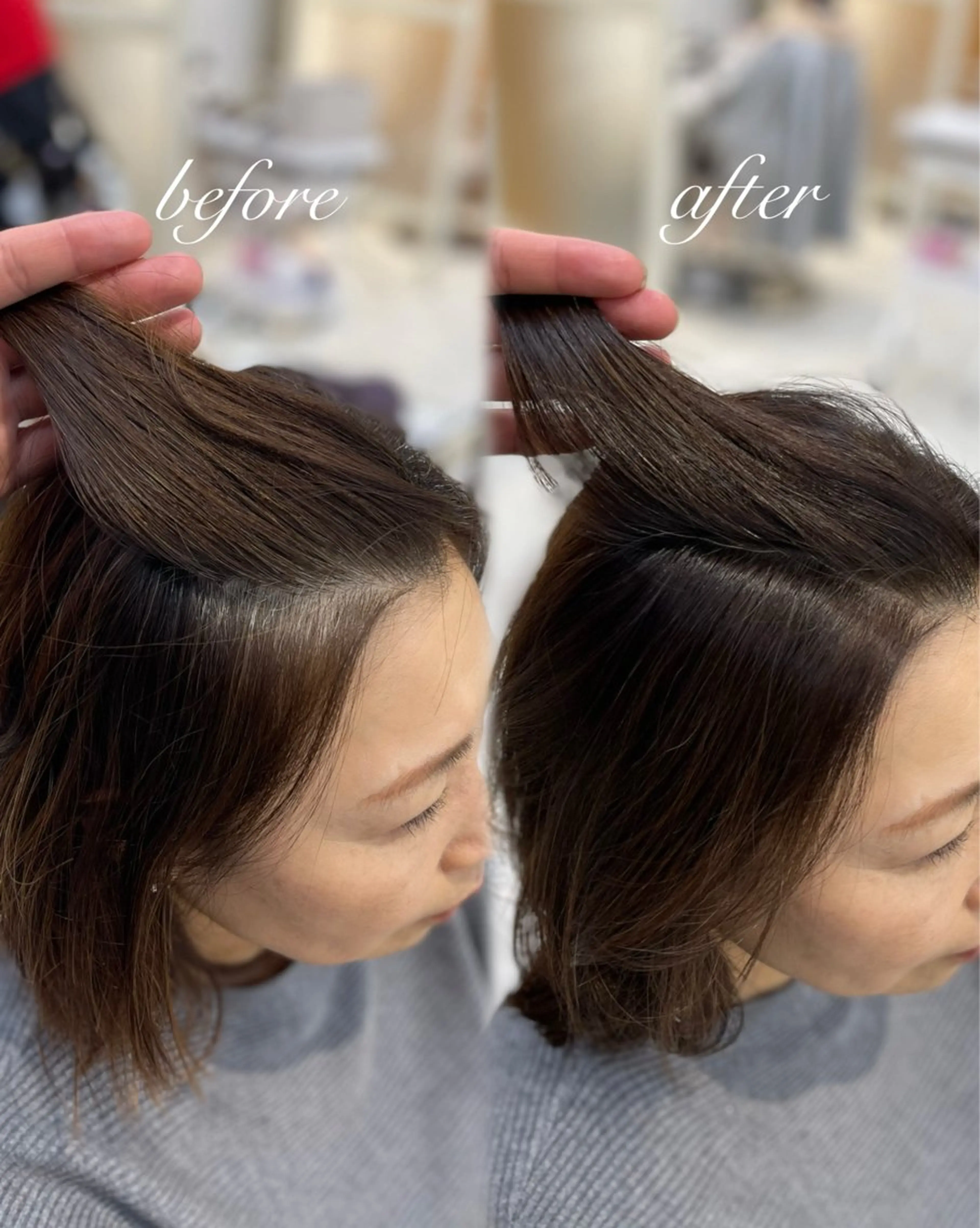 ミディアム ヘアカラー 𝐑𝐞𝐨/透明感 𝐜𝐨𝐥𝐨𝐫のヘアスタイル