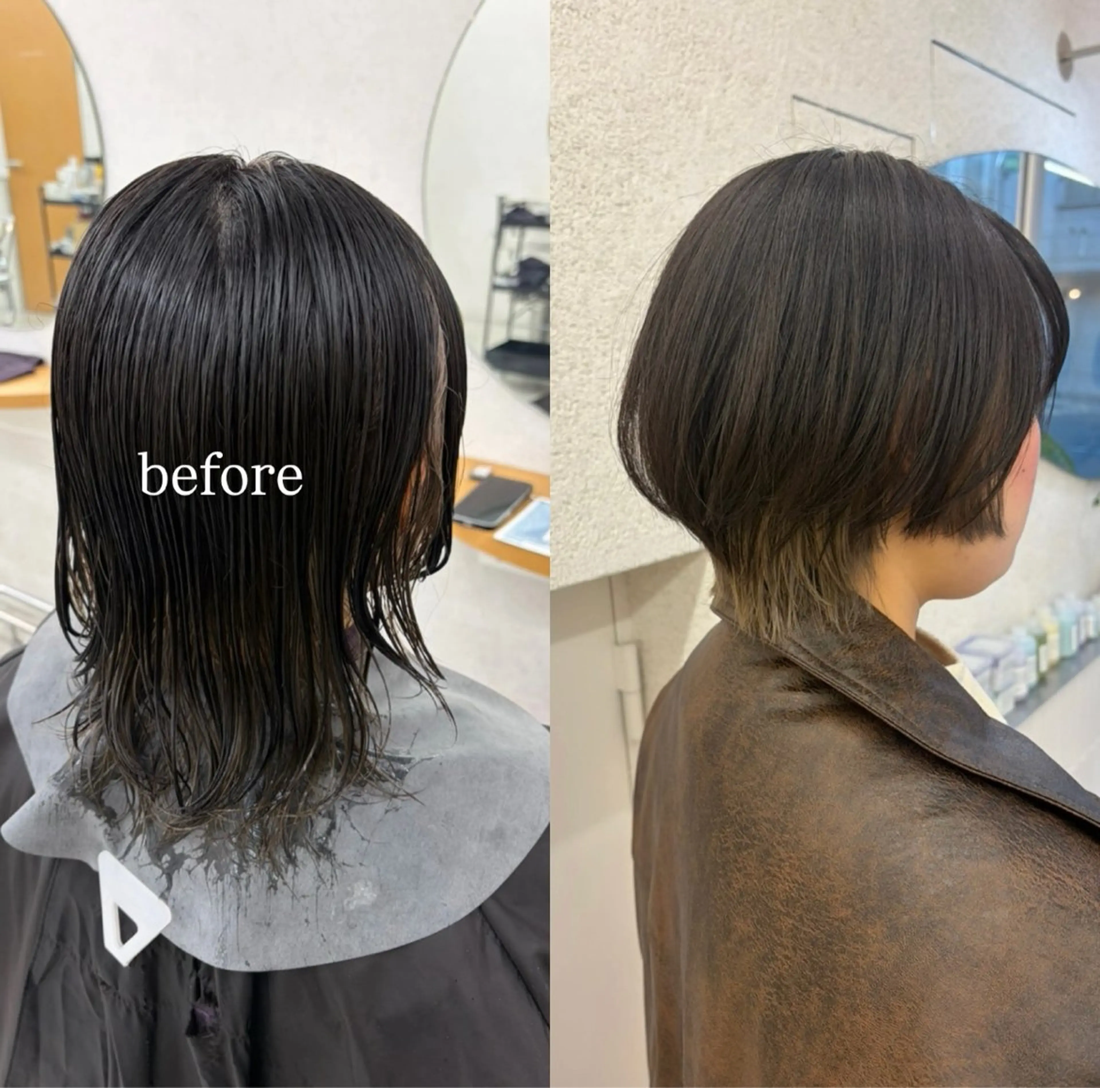 ショート リン🔔ボブ cut ベージュカラー🤎のヘアスタイル