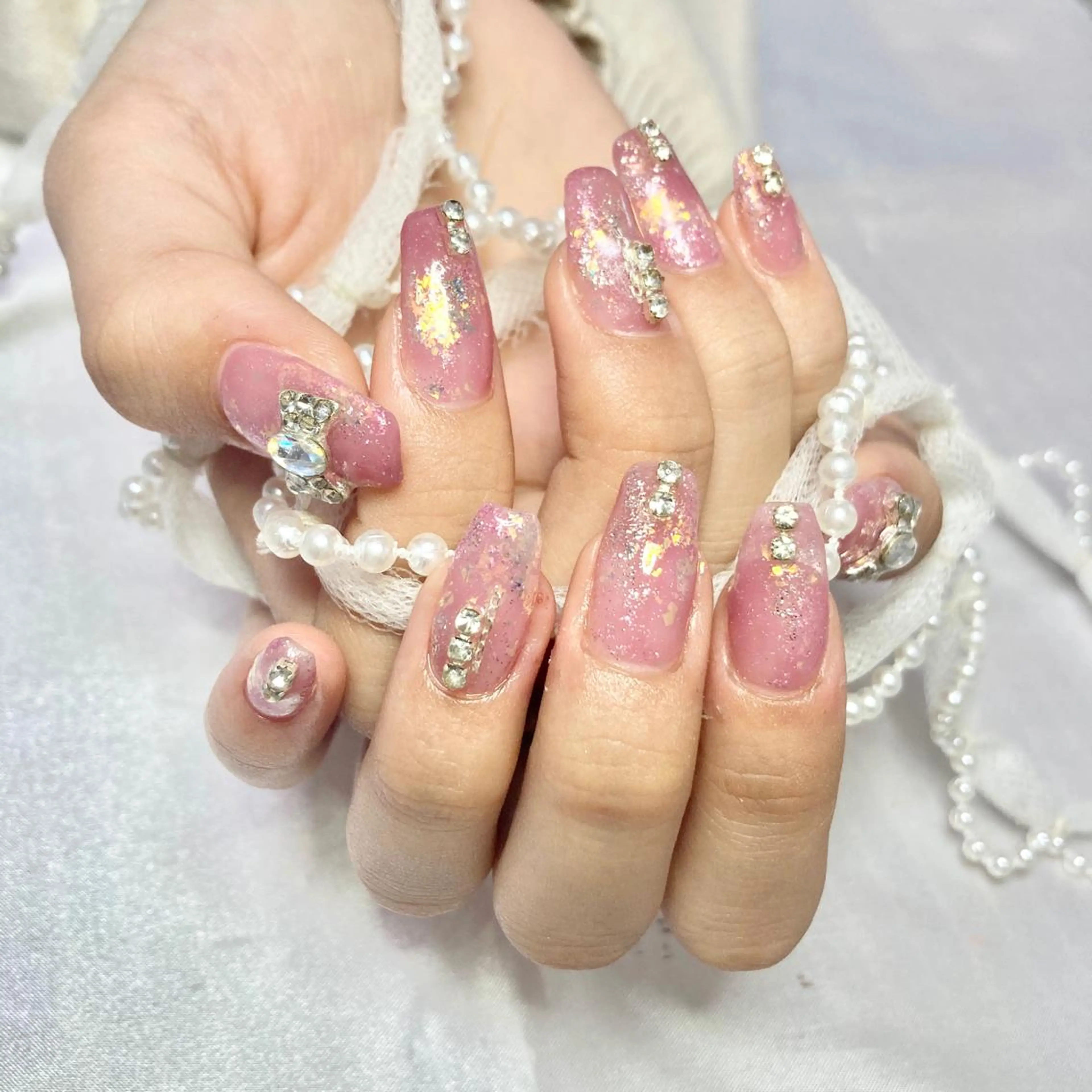 ネイル アートネイル オーロラネイル べっ甲ネイル ブラウン フットネイル ハンドネイル 韓国ネイル/新大久保 /駅近 【Toko】のネイルデザイン